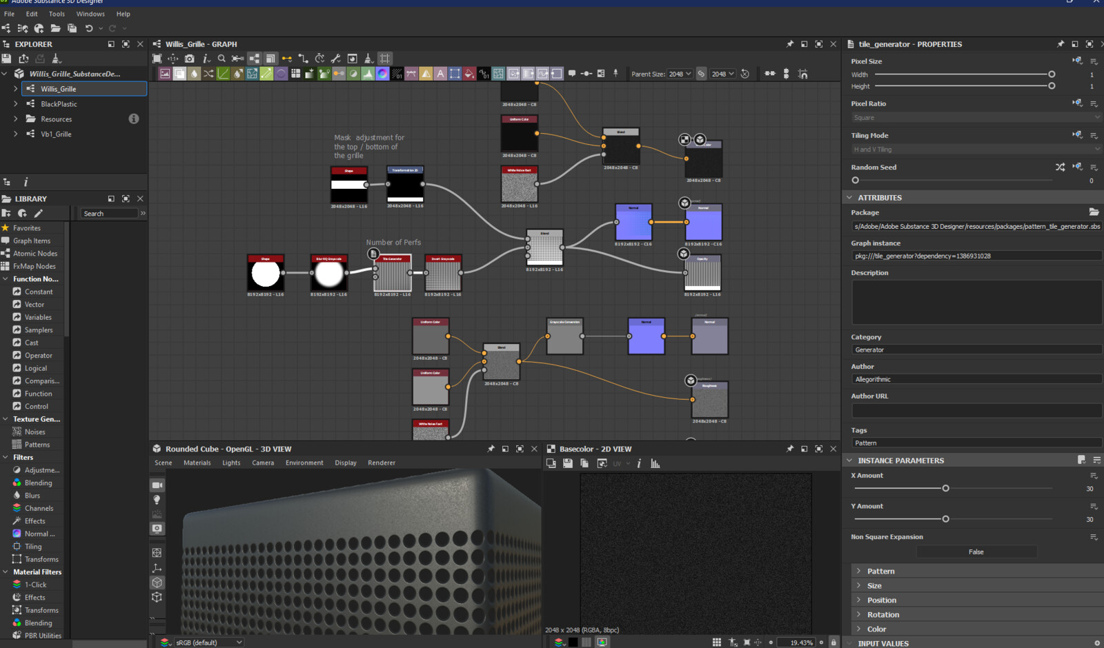 Loudspeaker Grille Procedural Shader used as a master for all grills in the renders