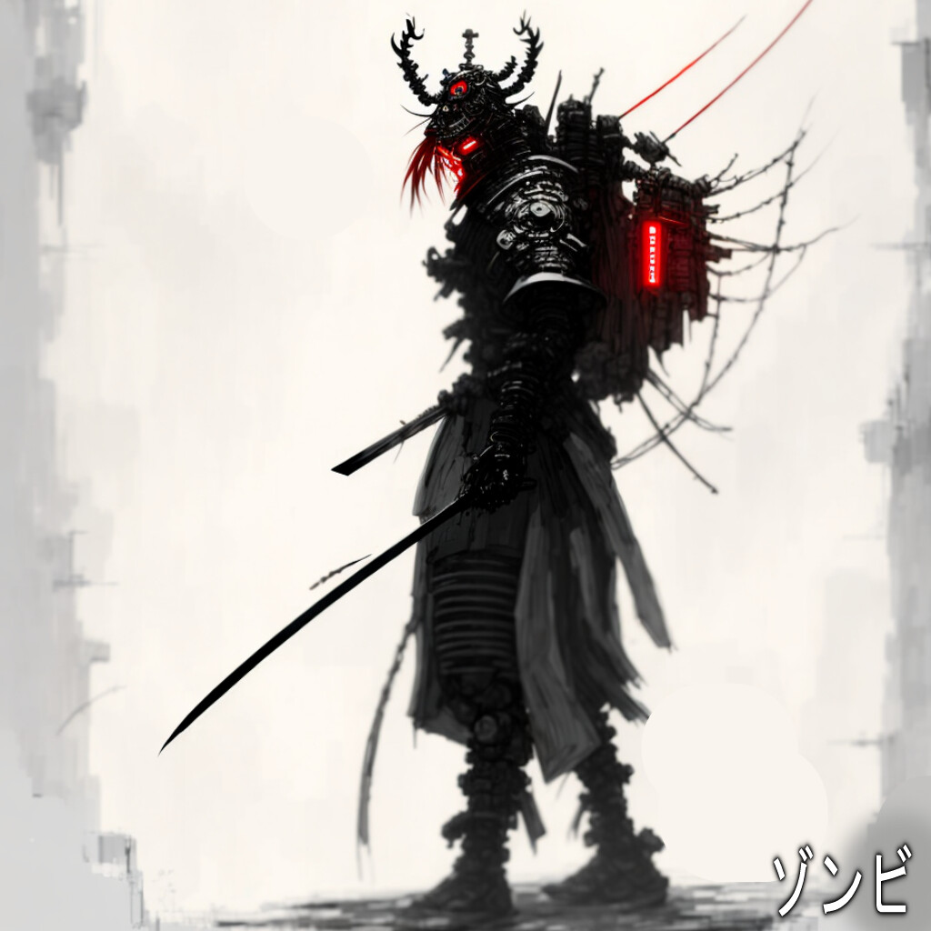 ArtStation Yōkai 妖怪 RED CyberSamurai tattoo variations collection