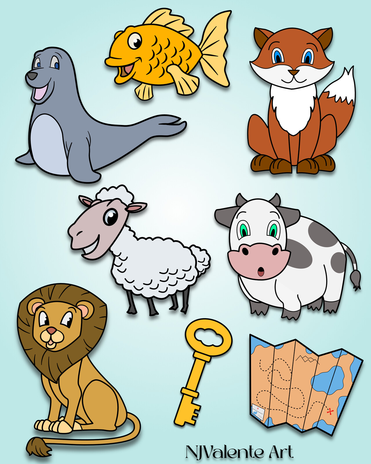 Cartoon vectors for Children's Math Book