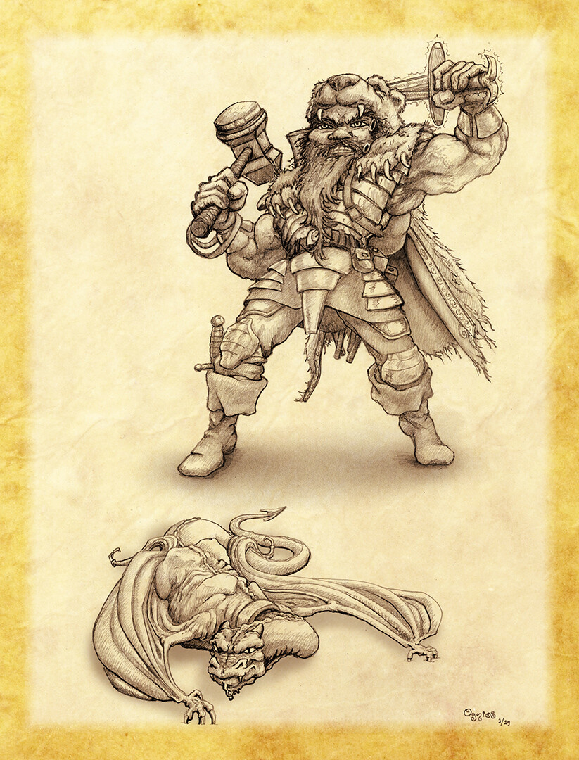 Thorongil: Dwarven Warrior with Gil the spawnling