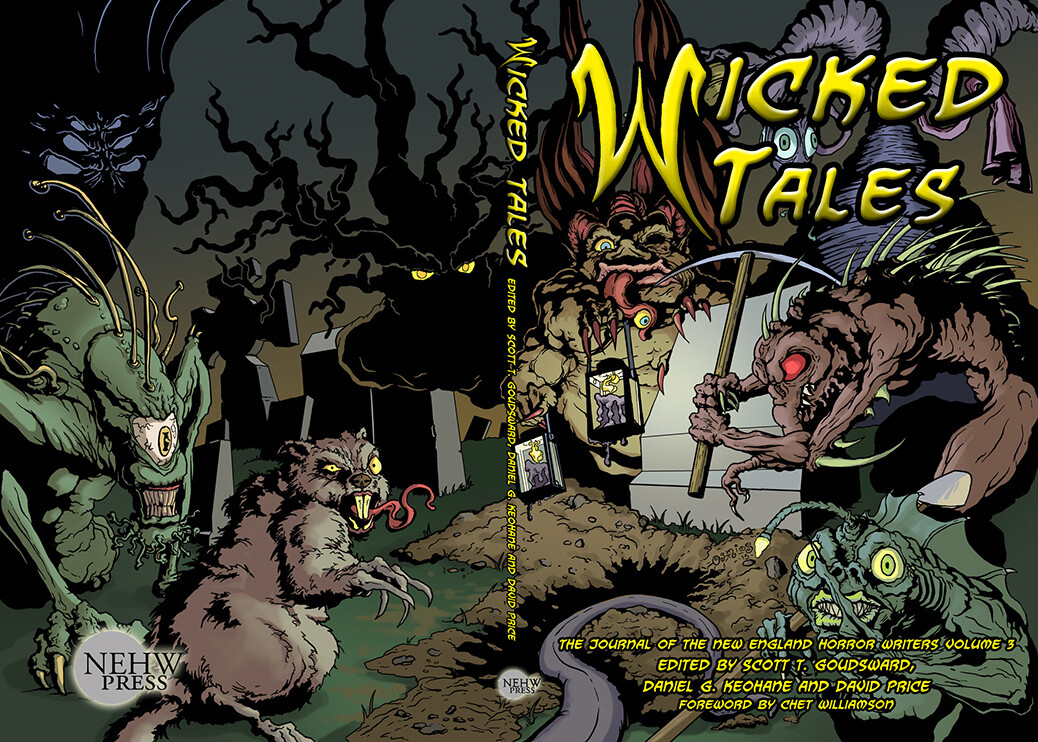 Digital ink, paint, and graphics for "Wicked Tales" by New England Horror Writers