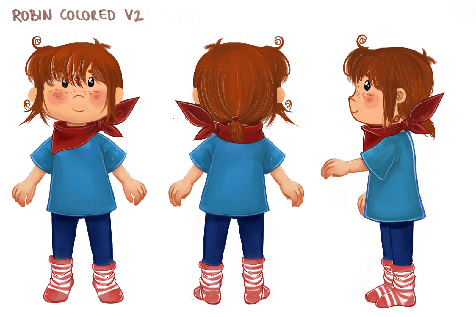 In the end, we decided to go for this design. At this point in the progress, we had settled for the name "Robin" for the protagonist.
