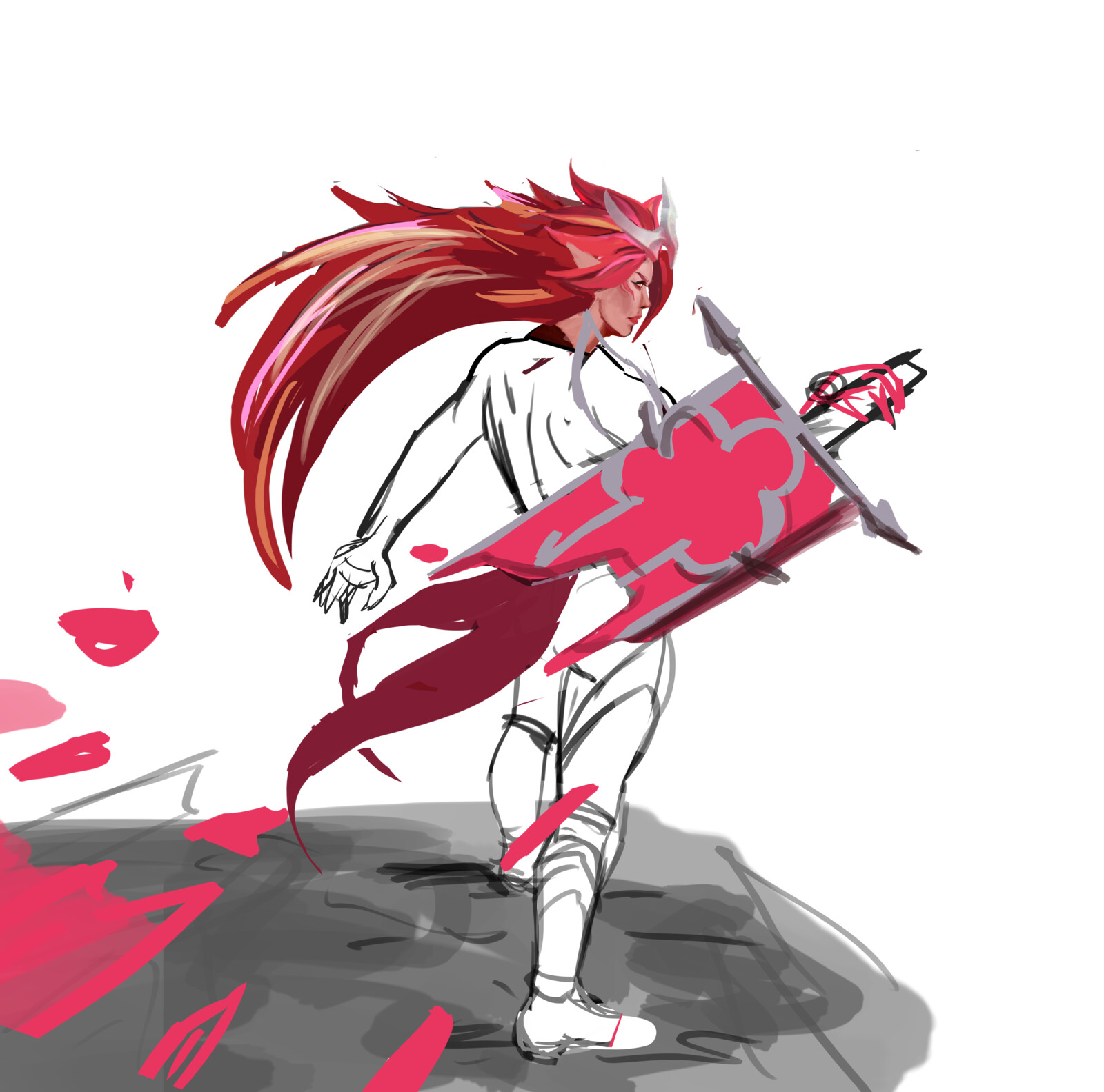 It basically started with this, I knew I wanted to draw her W animation but in a different, more dynamic angle.