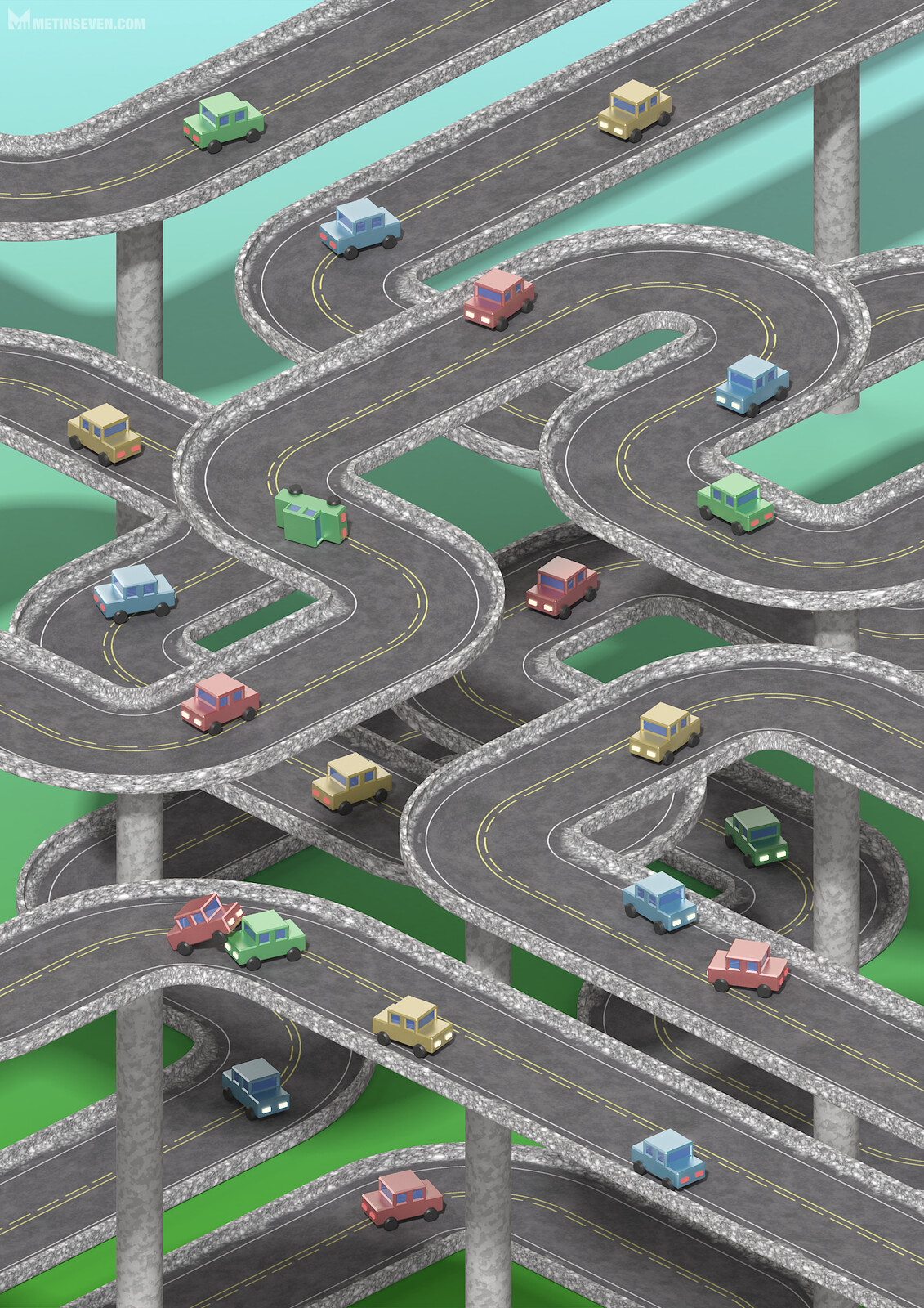 Magazine cover illustration about car navigation systems