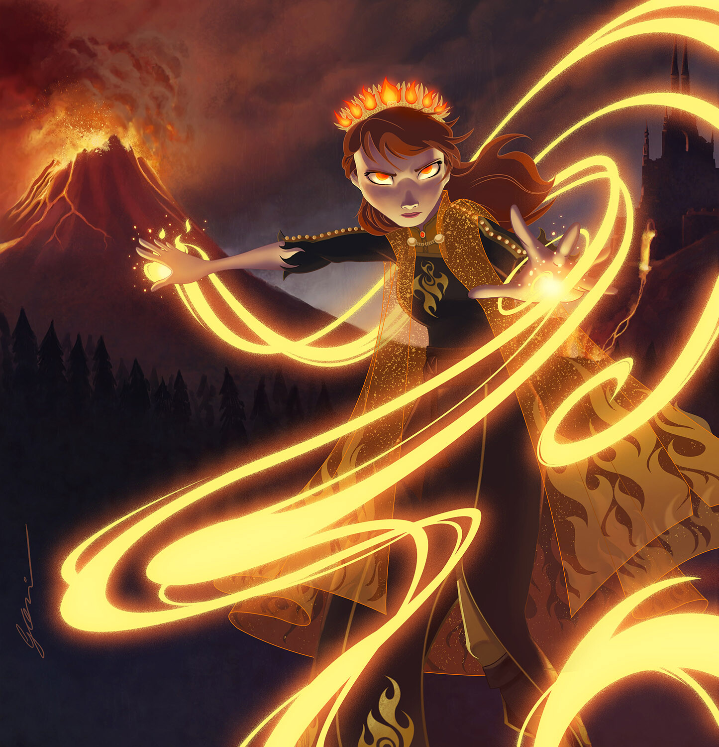 ArtStation - Fire Queen Anna - test for Disney Lorcana. Card Game