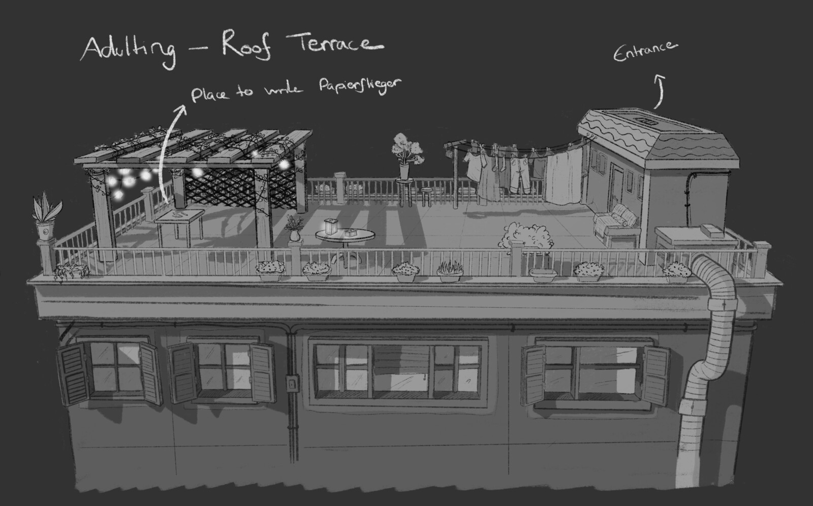 Environment Sketch for the roofterrace