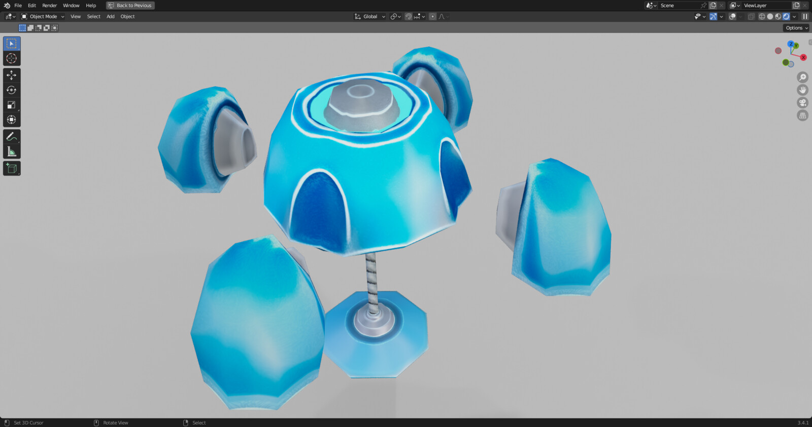 Top view of the low poly model.