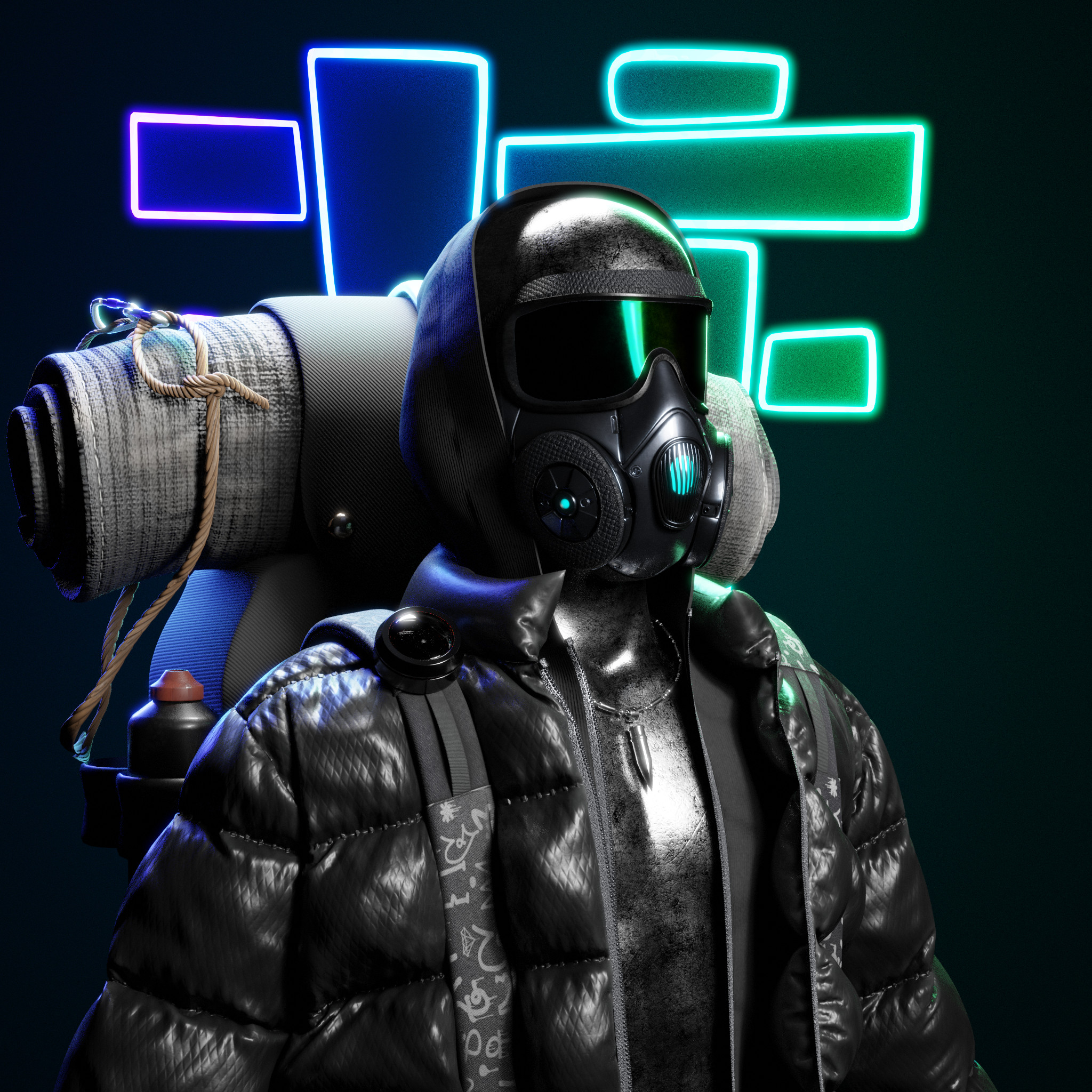 Worked on :  Cloth ,  backpack STRAP, mask with glasses.