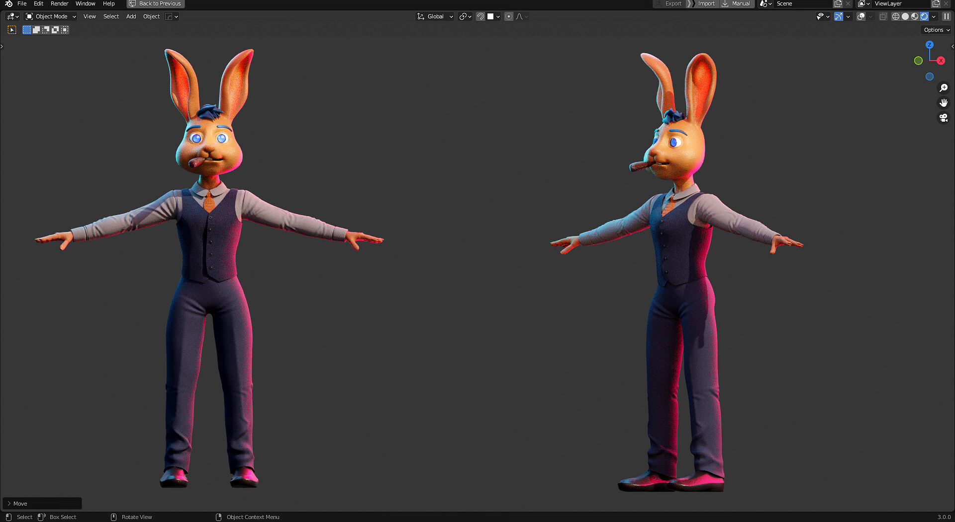 Phong ly rabbit boss 3d modeling blender