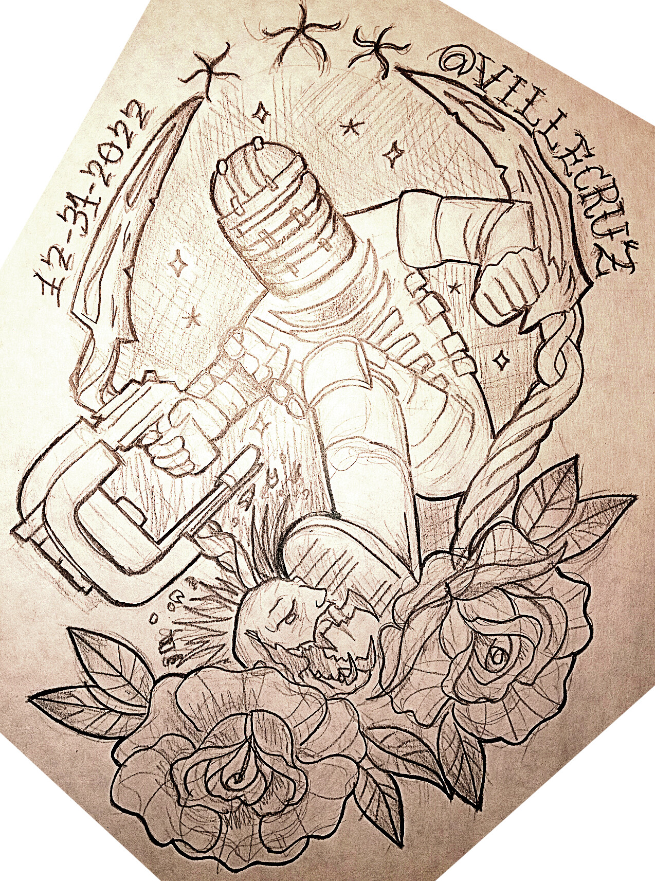 ArtStation Dead Space Traditional Tattoo Design Idea