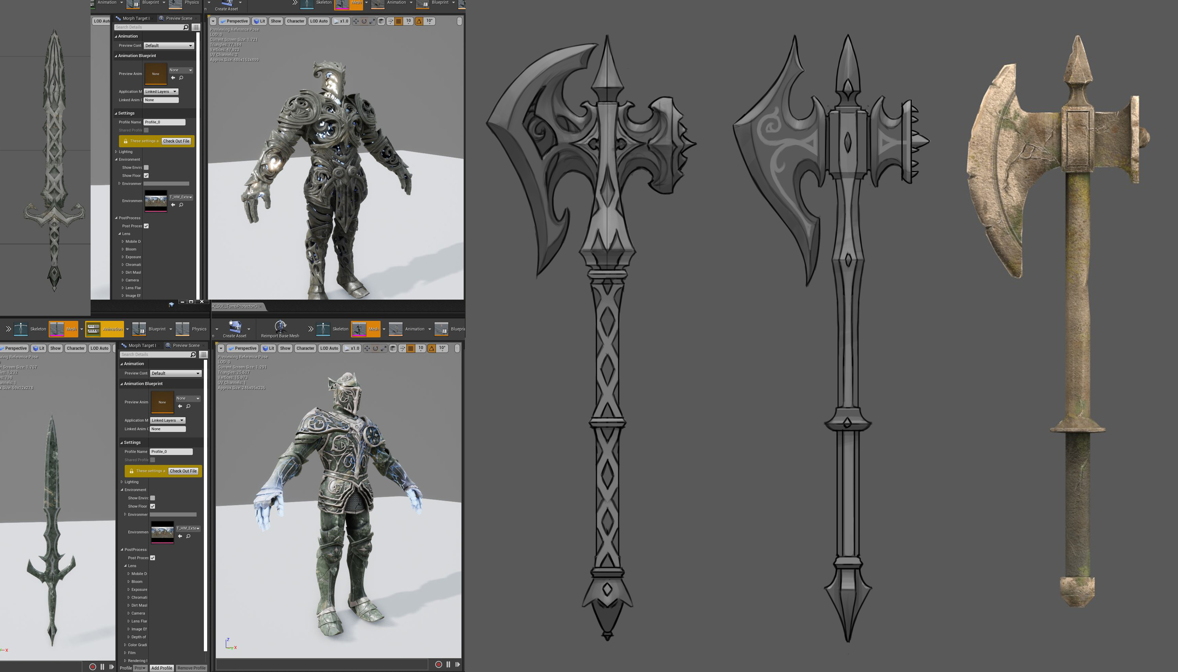 concepts for Axes using the Gringott Guardian's axe and the other guardians as reference. 