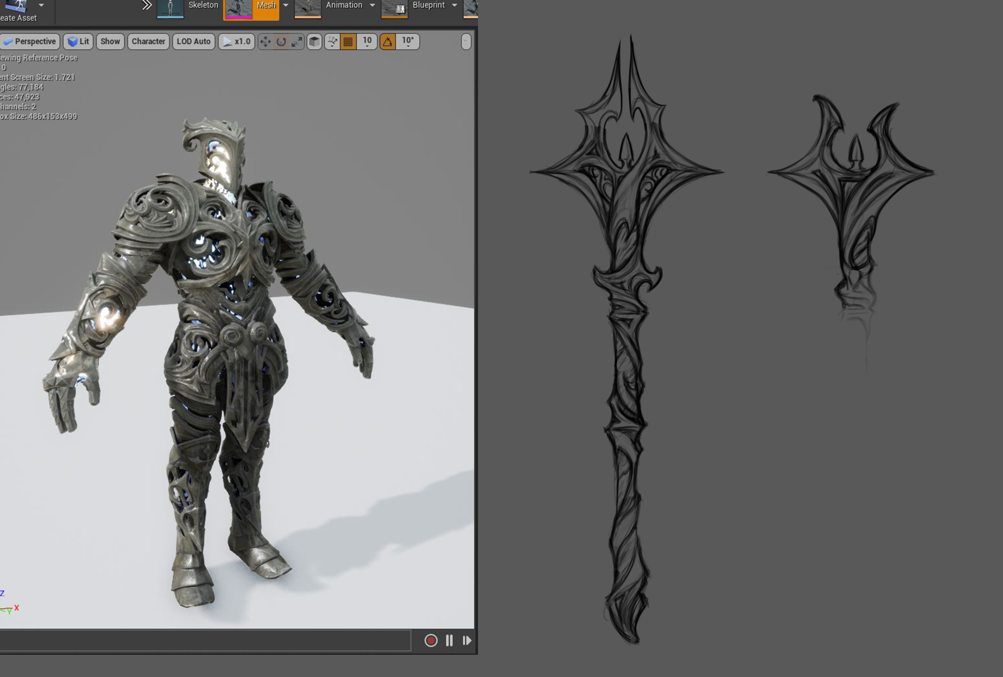 Concept for Guardian's mace. Having the ancient magic wrap around the axe. 