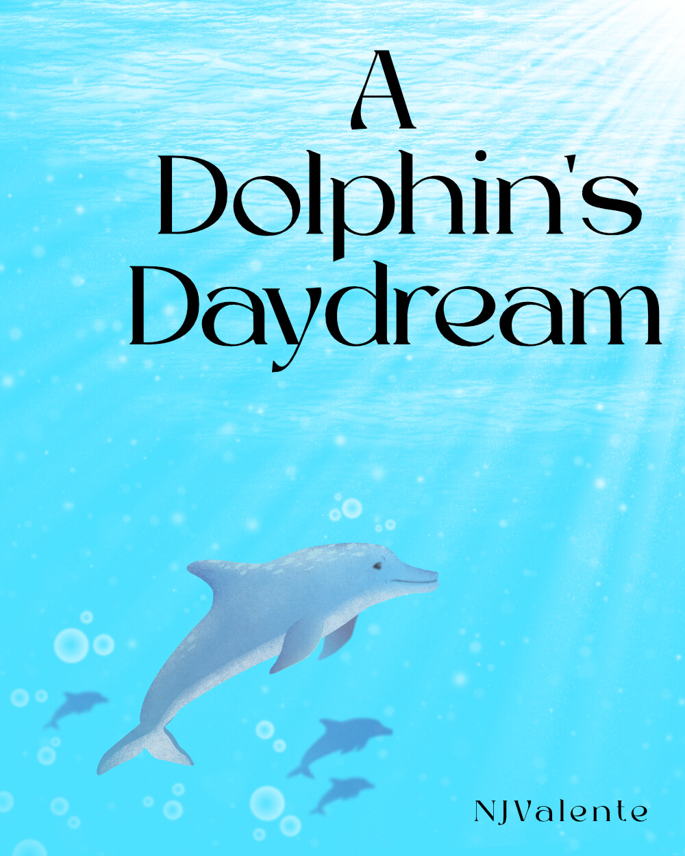 A Dolphin's Daydream Book Cover Illustration. Vector art, done in Affinity Designer. 