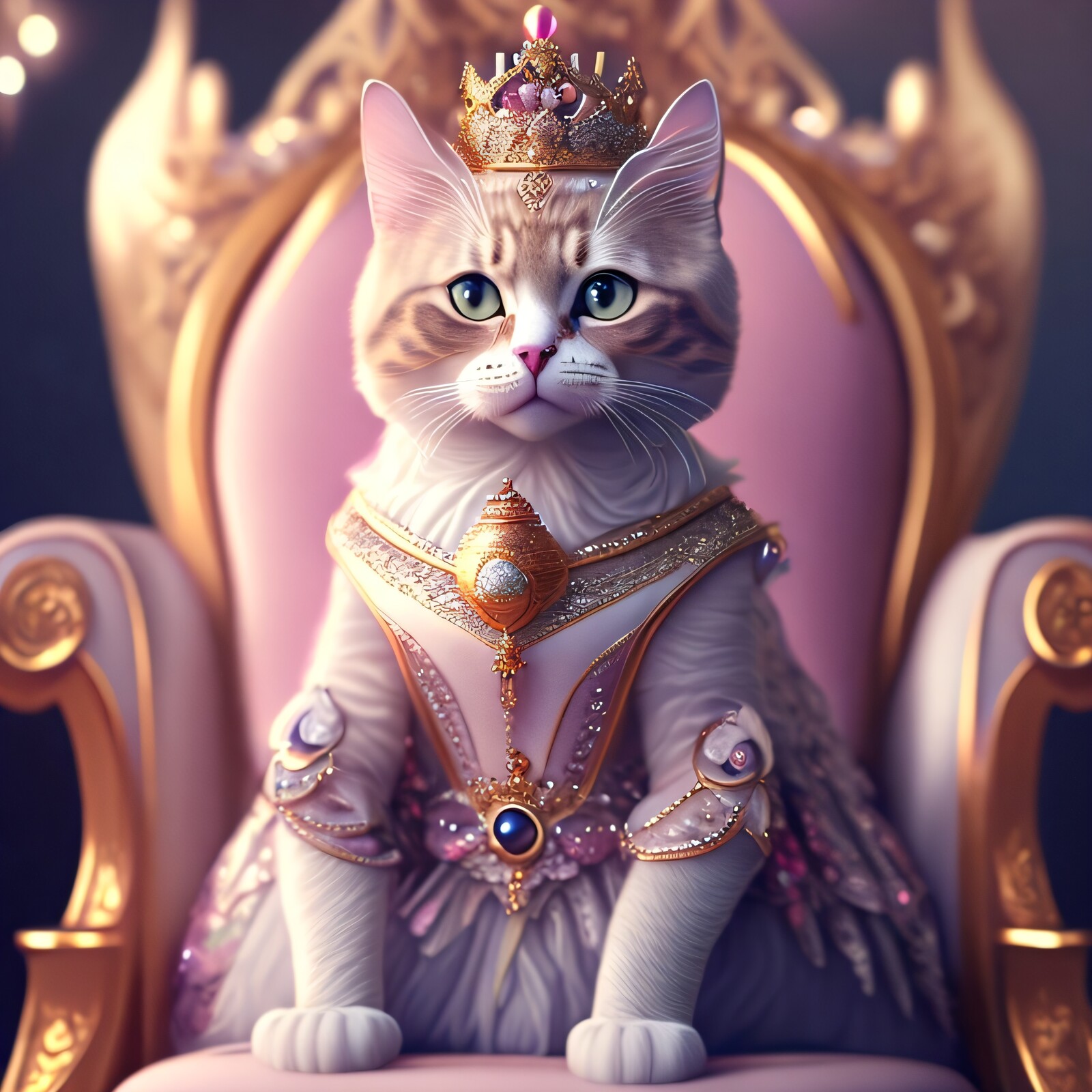 aisnow - Cute cat king, cat queen and two princesses