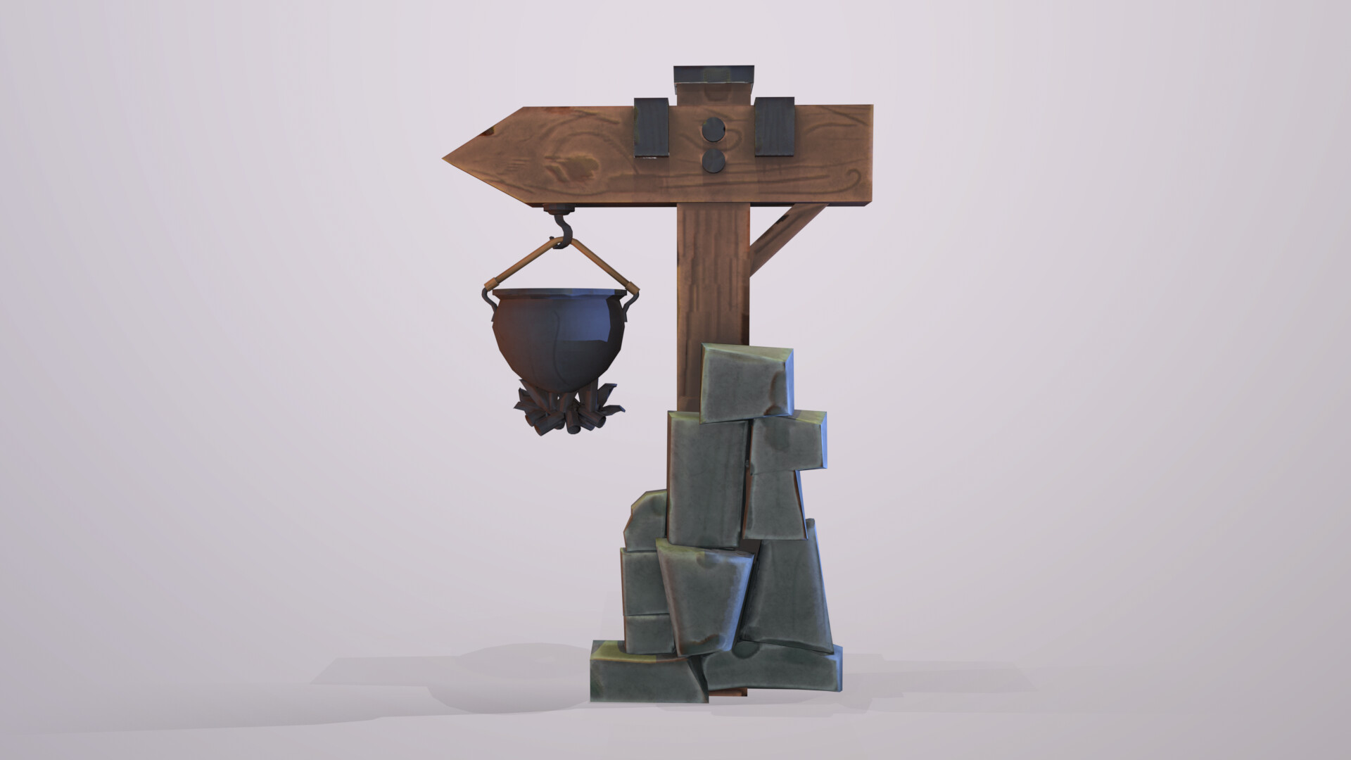 ArtStation - Wood and pot