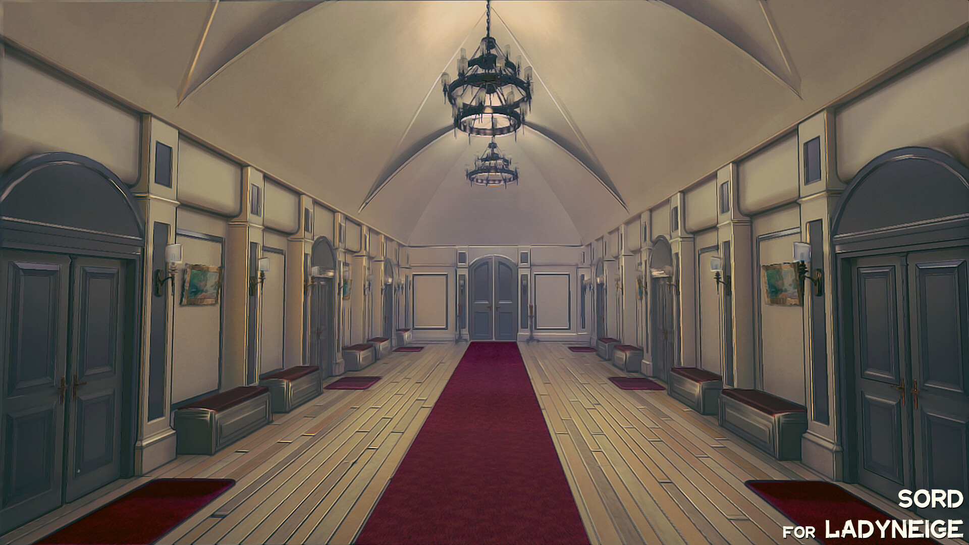 ArtStation Visual Novel Background Mansion Hallway