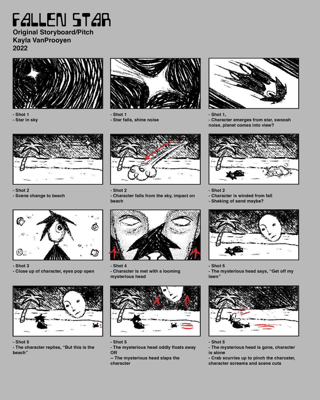 Storyboards for Fallen Star.