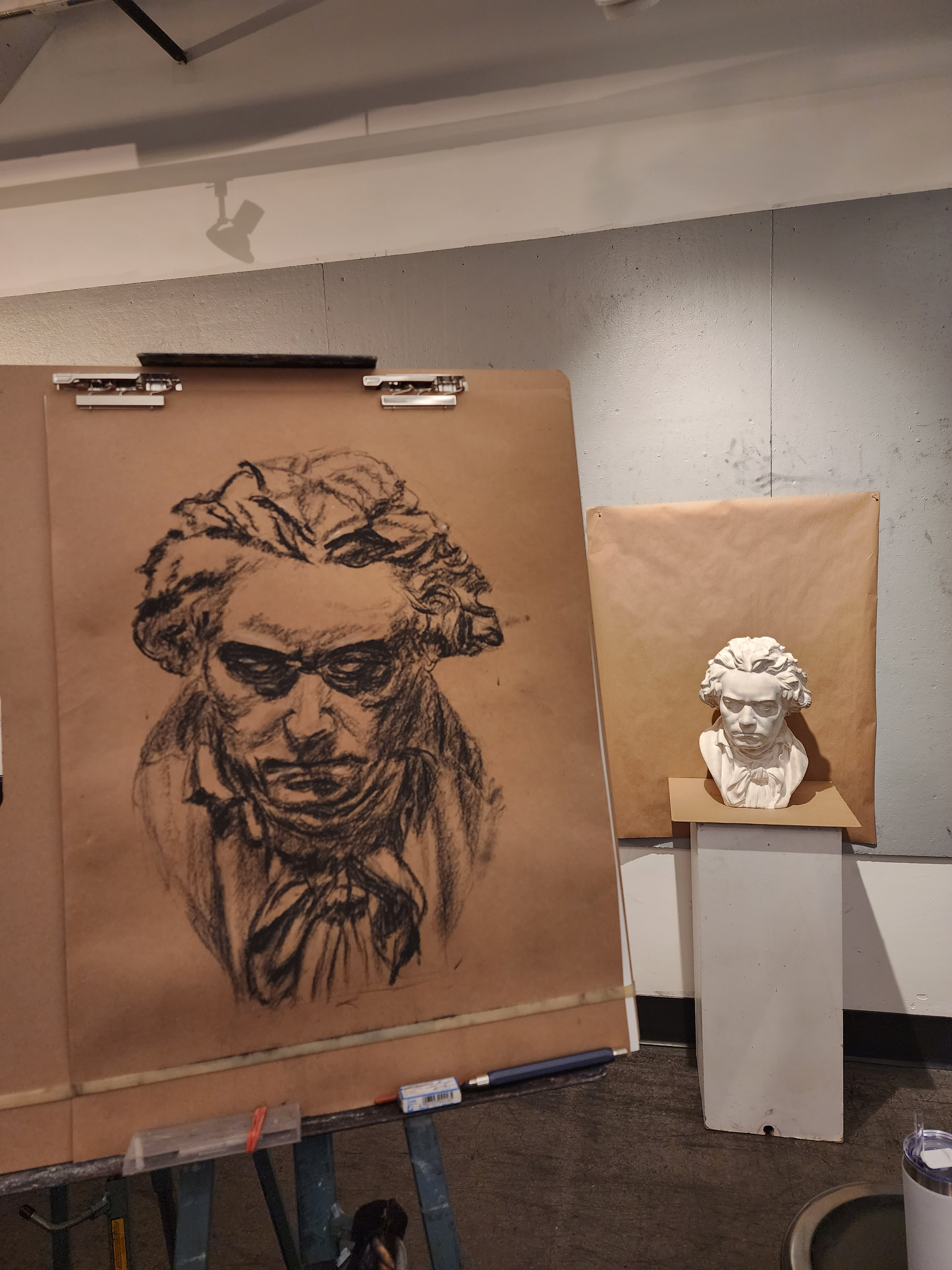 Beethoven. Vine charcoal. About 18x30 i think. For school.