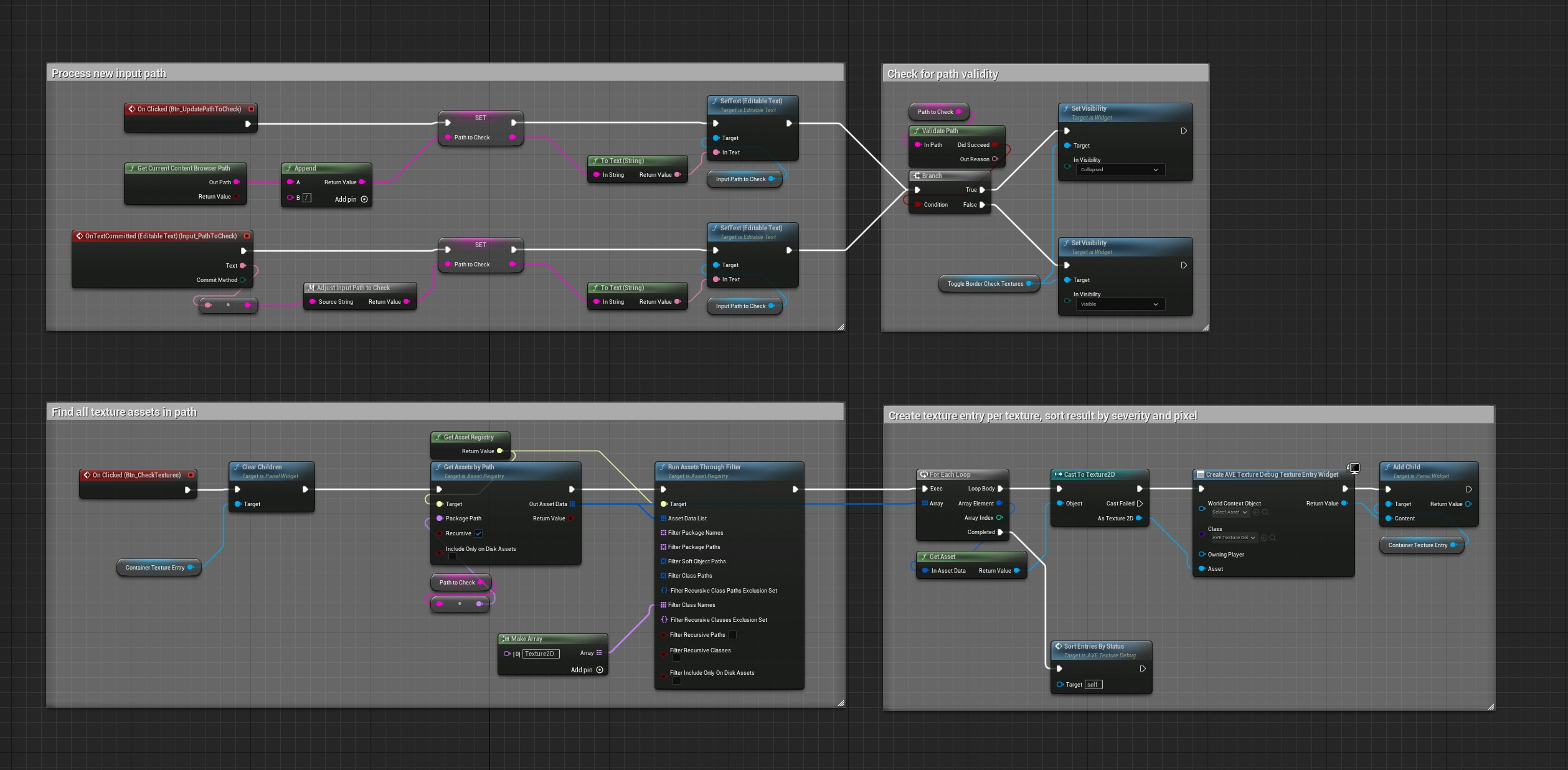 The tool's commented node structure in UE. This is roughly how most tools are documented and set up.