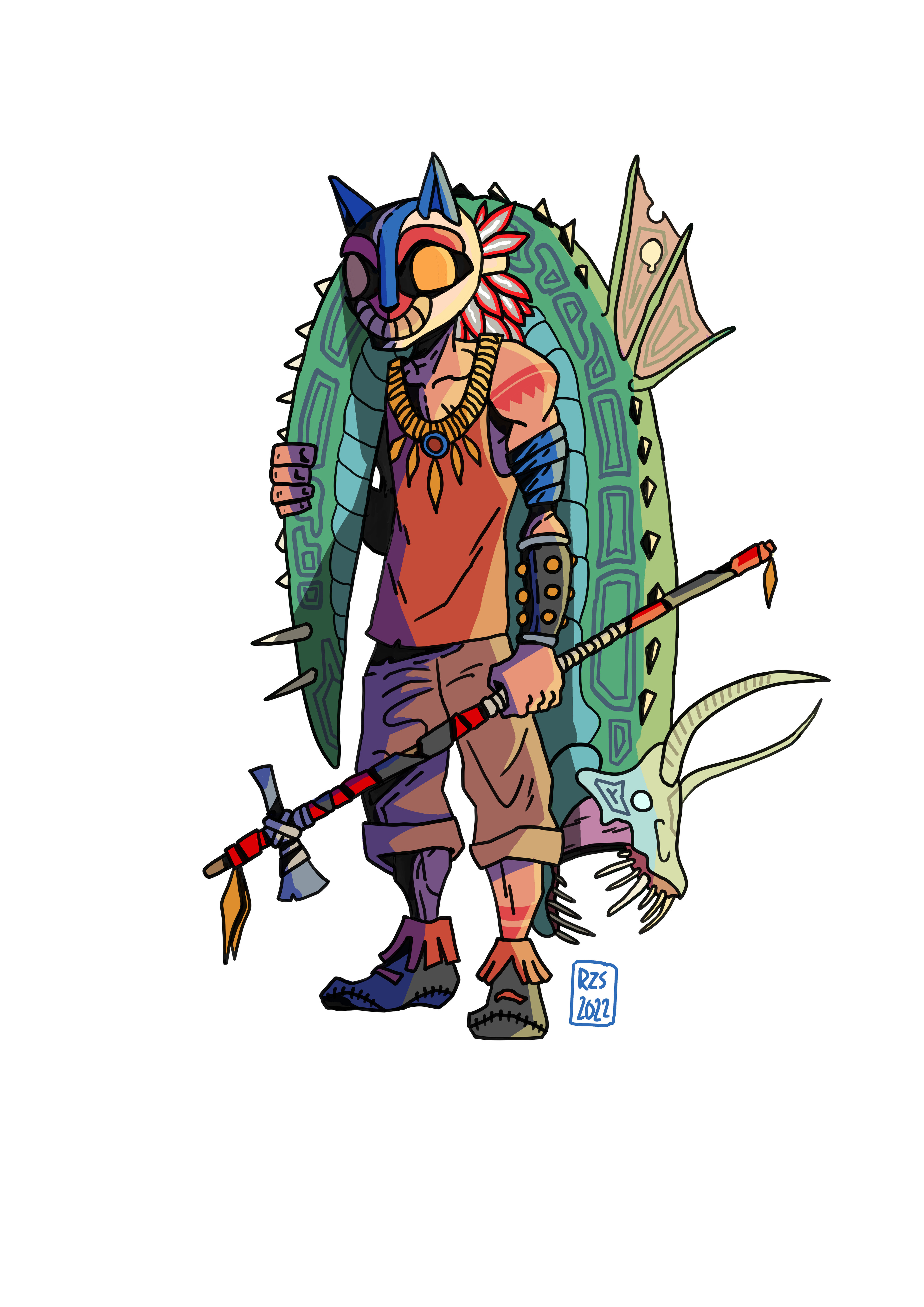 He wanders the plains in search of the horned serpents. They call him the Liberator of the Skametron.