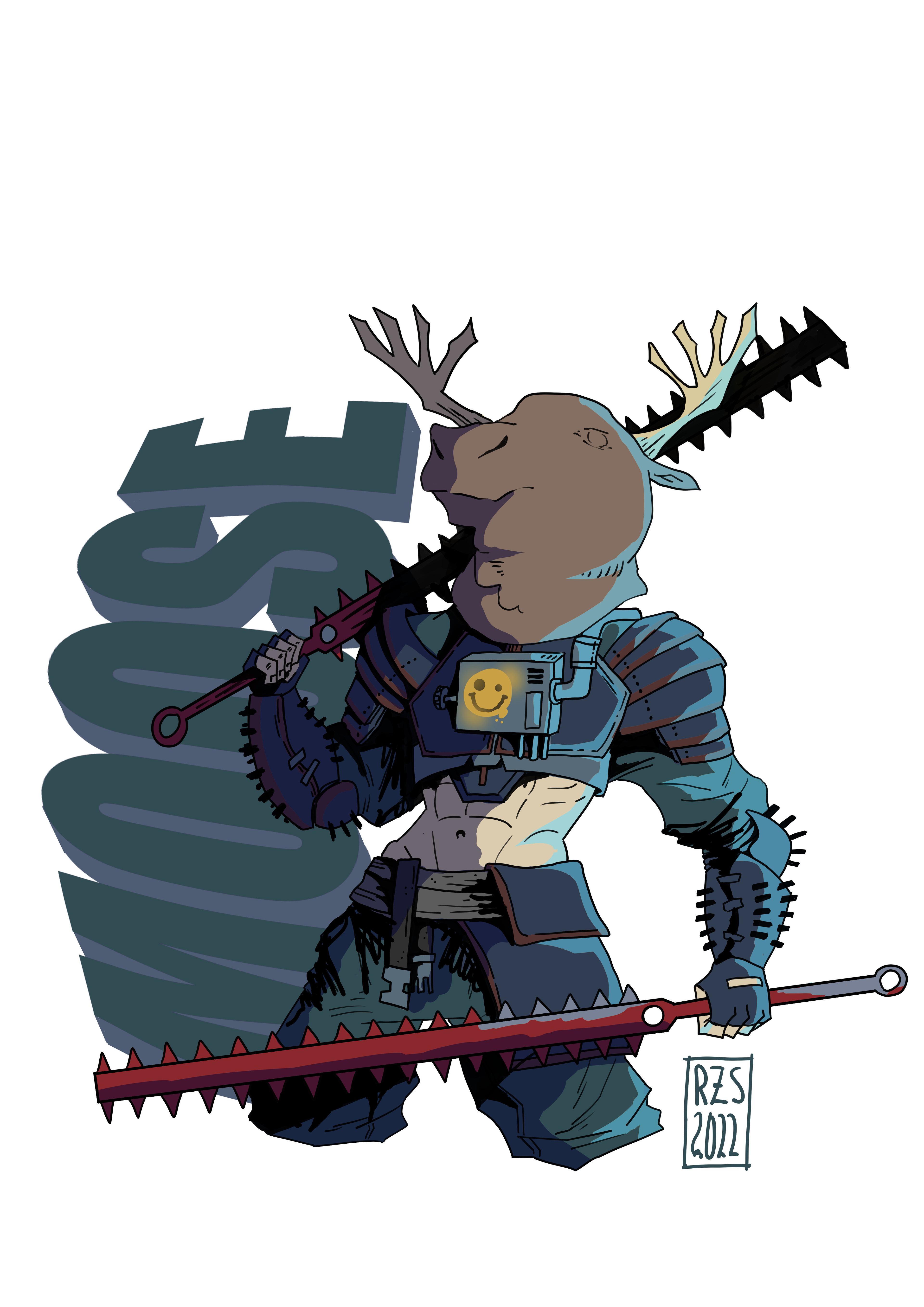 Moose. The silent fury. His style of fighting revolves around speed, and whirling his long blades at the speed of a thousand startled gazelles.
