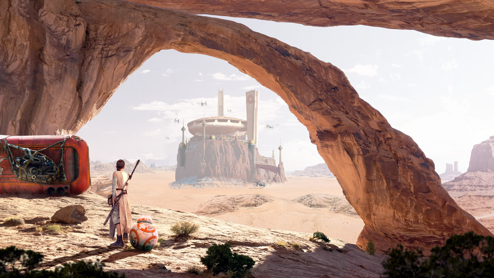 ArtStation Matte painting Star wars Rey in Tatooine