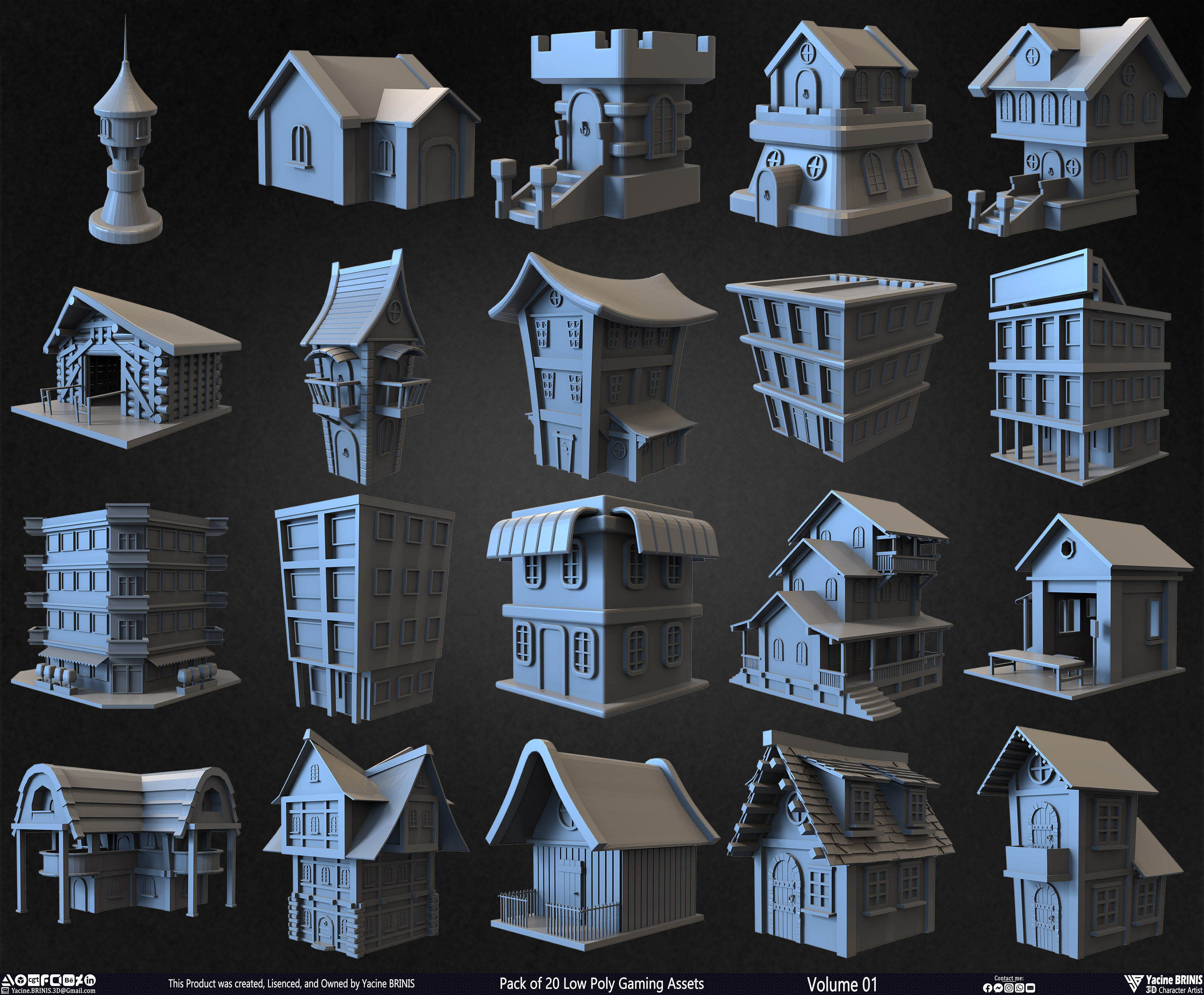 20 Low Poly Gaming Assets Volume 01 Sculpted By Yacine BRINIS Set 02