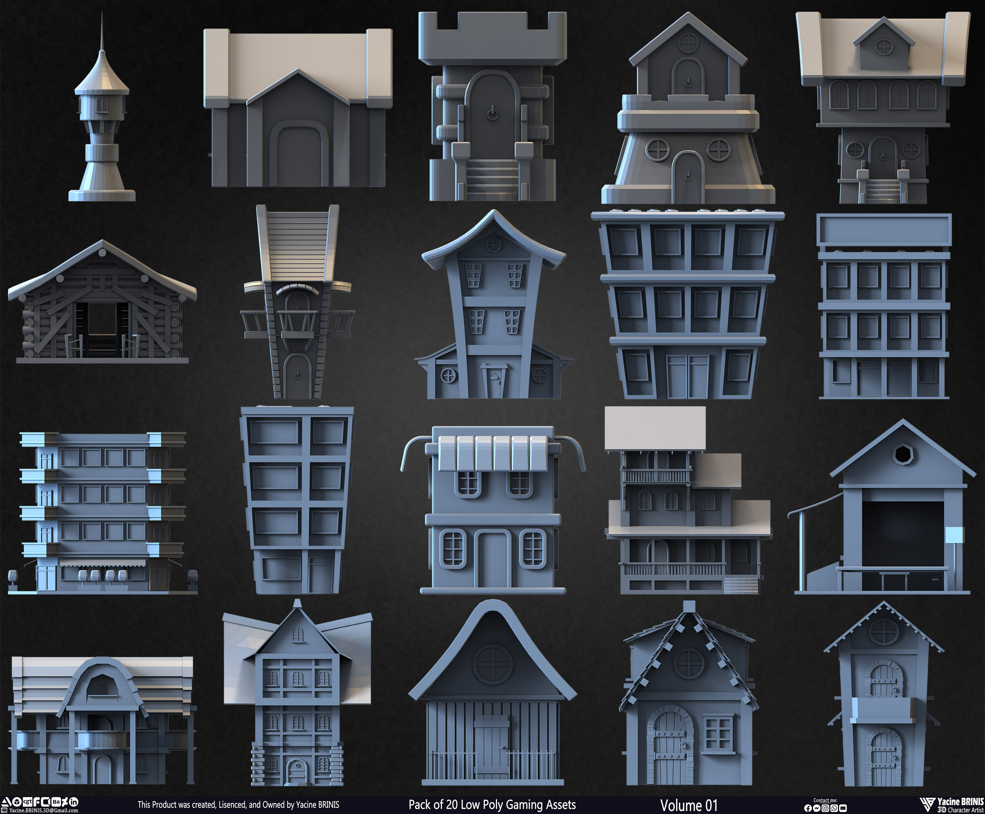20 Low Poly Gaming Assets Volume 01 Sculpted By Yacine BRINIS Set 04