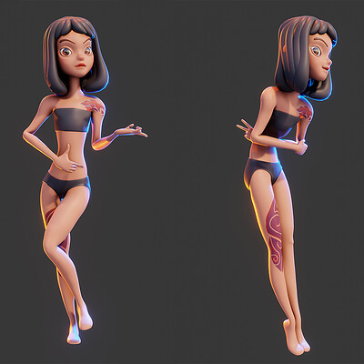 Rigged Stylized Girl - Character Design - Blender