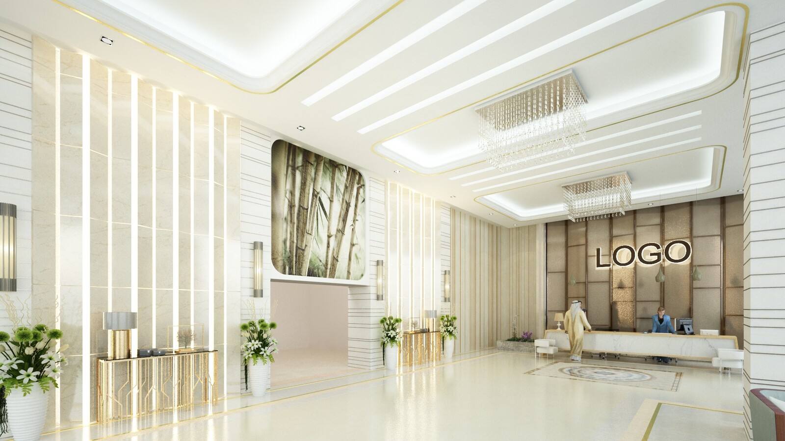 Modern entrance lobby 3D