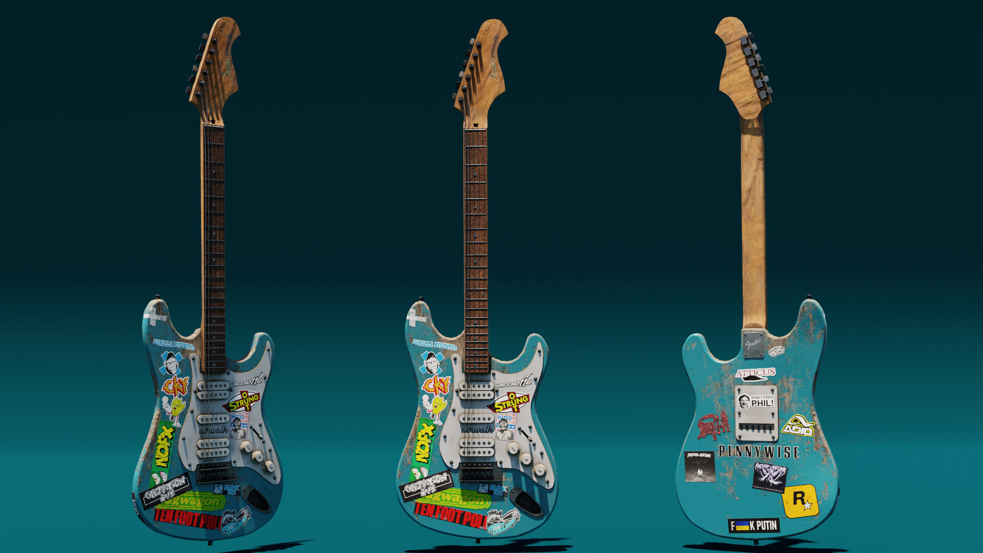 ArtStation Old punk rock Fender Stratocaster