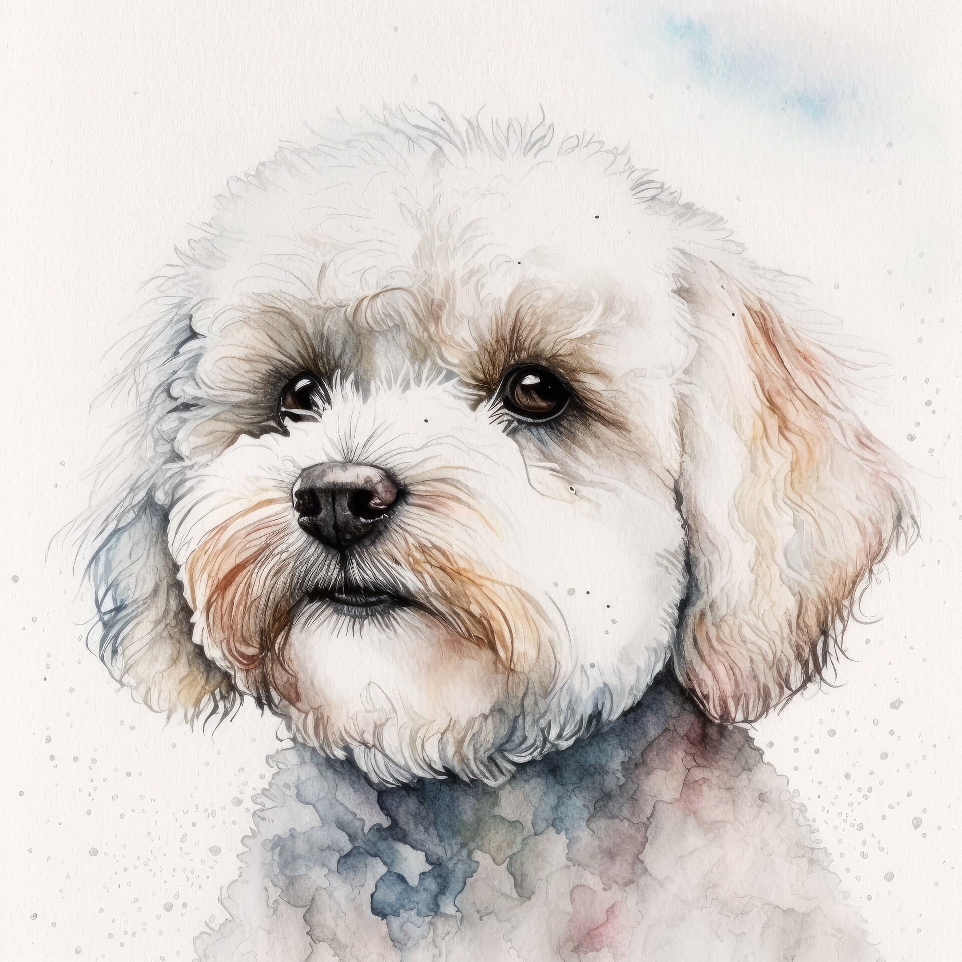Bichon Frise Dog Portrait Watercolor Painting by Francois Ringuette