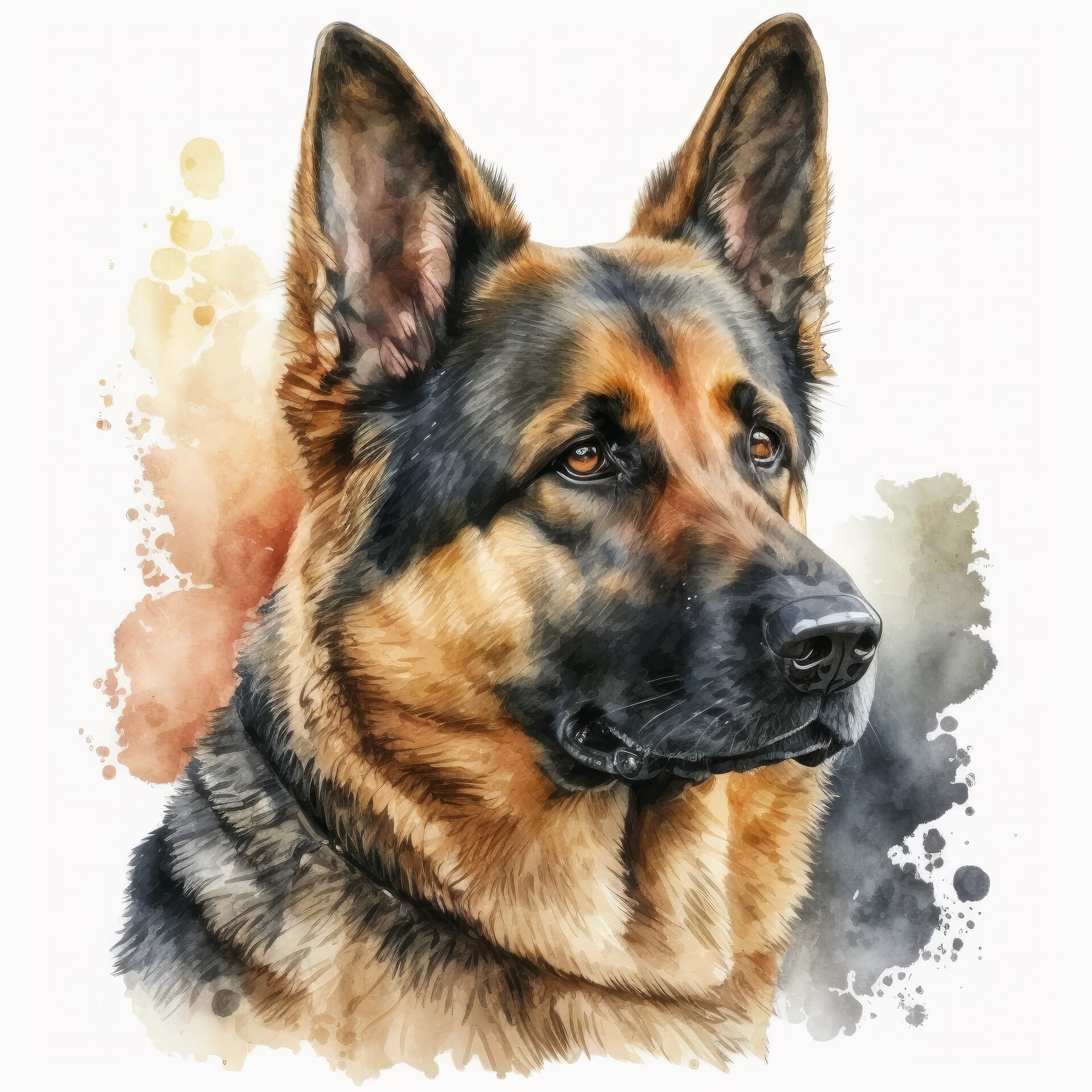 German shepherd watercolor painting hotsell