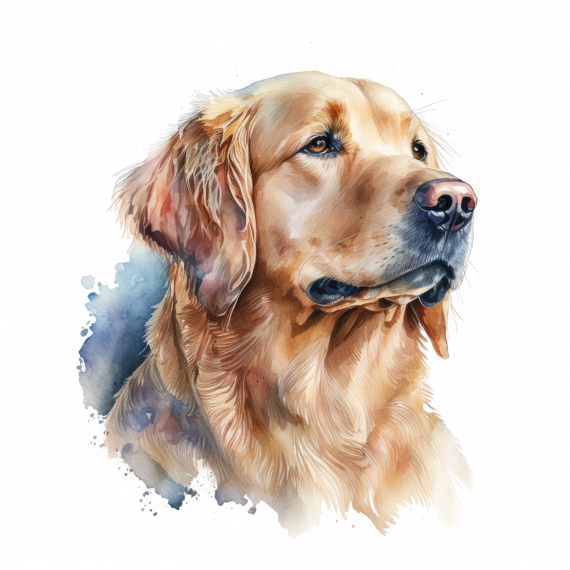ArtStation - Golden Retriever Dog Portrait Watercolor Painting