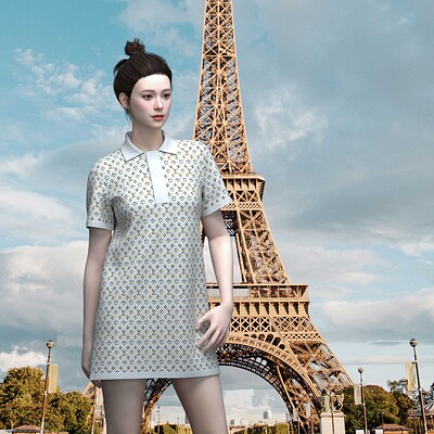 Louis Vuitton Python-effect Monogram Jacquard Polo Dress