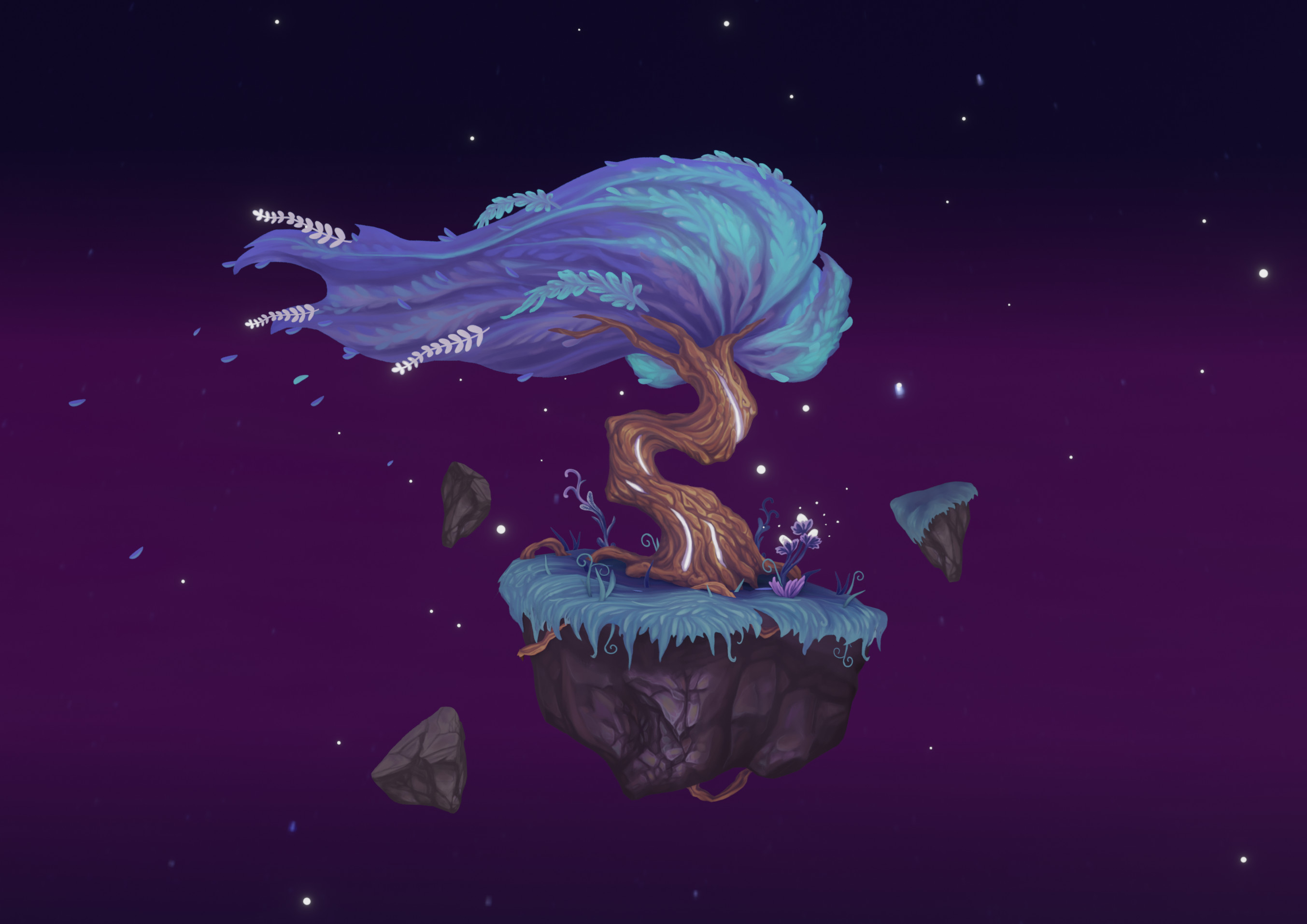 Cindy Gazafy - Stylized Hand painted 2.5D Tree scene