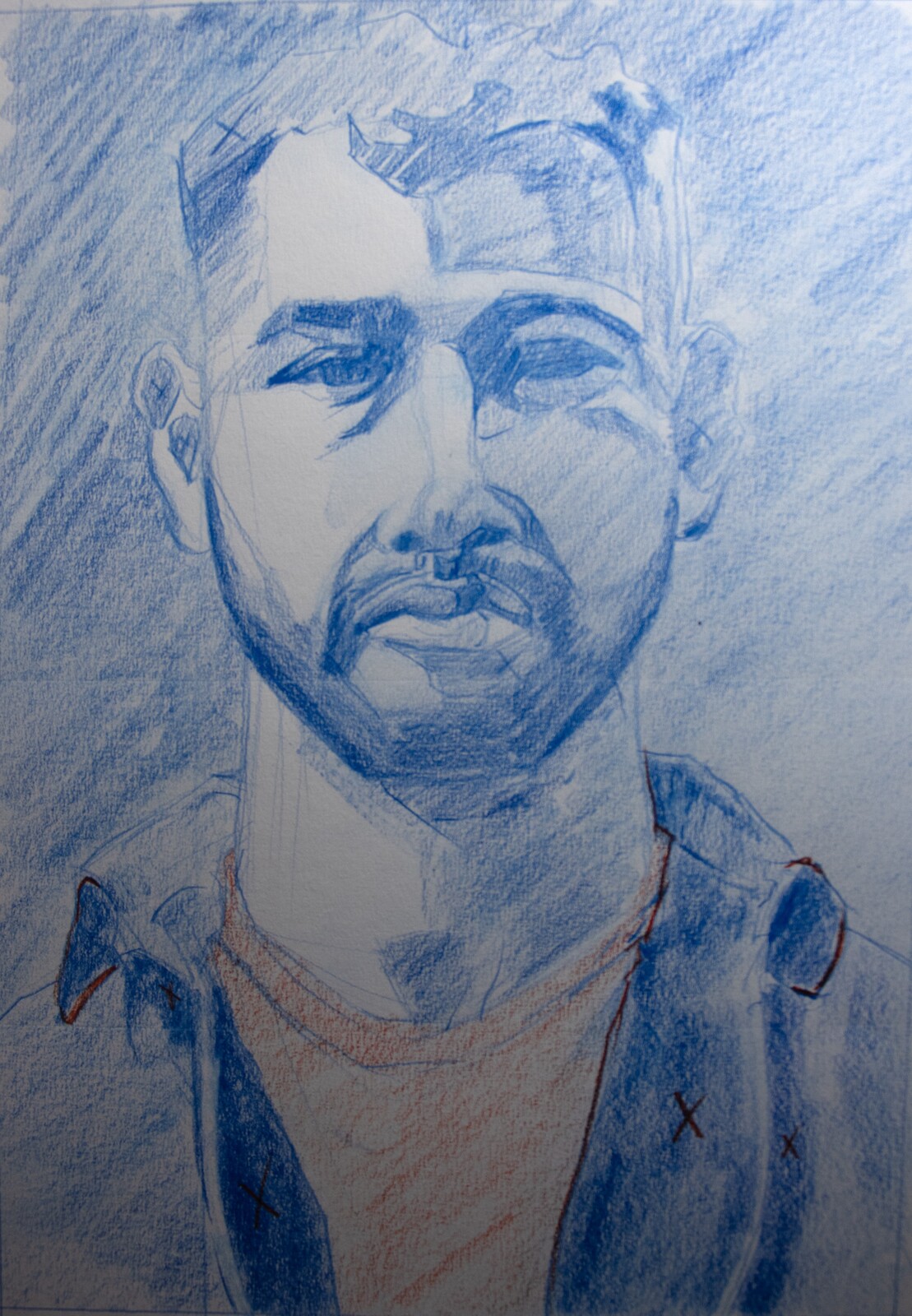 A pre-comp of this portrait. I liked the stylization but for the final I changed the features more to better resemble my friend. 