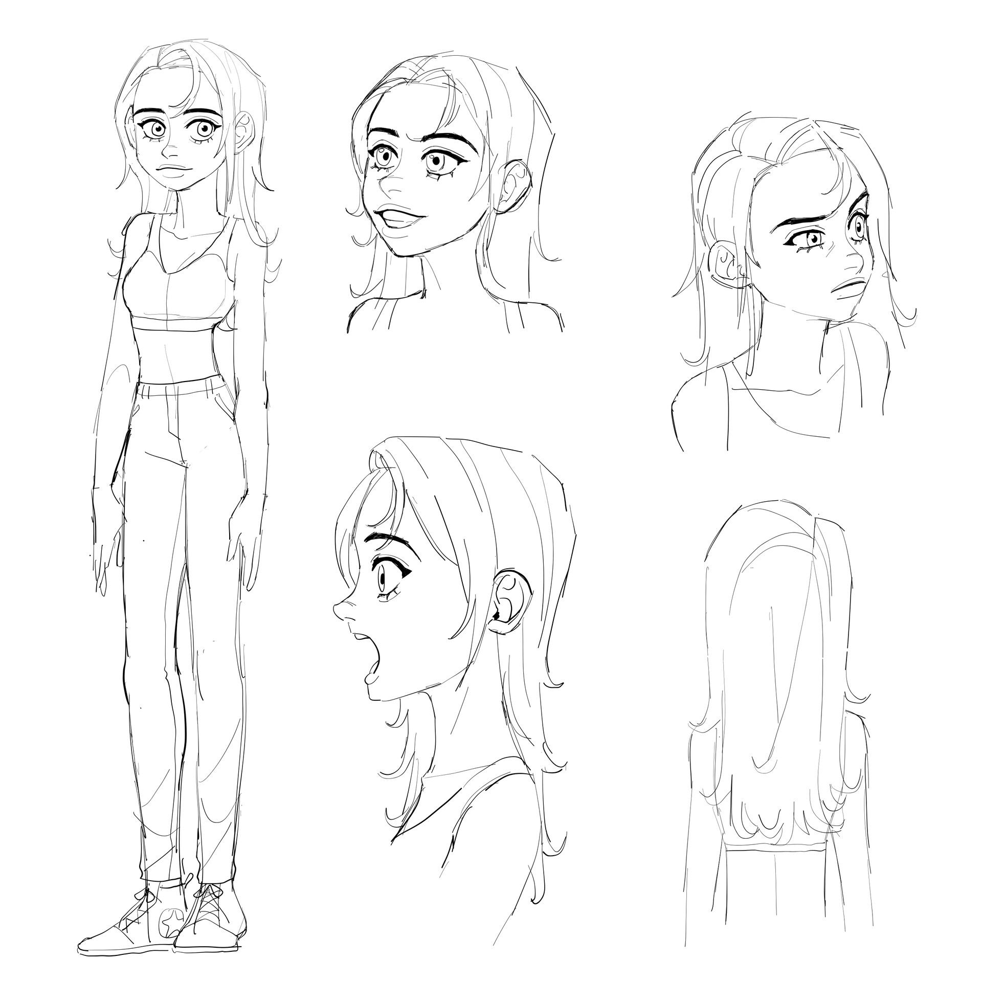 ArtStation - Casual girl character sheet sketch