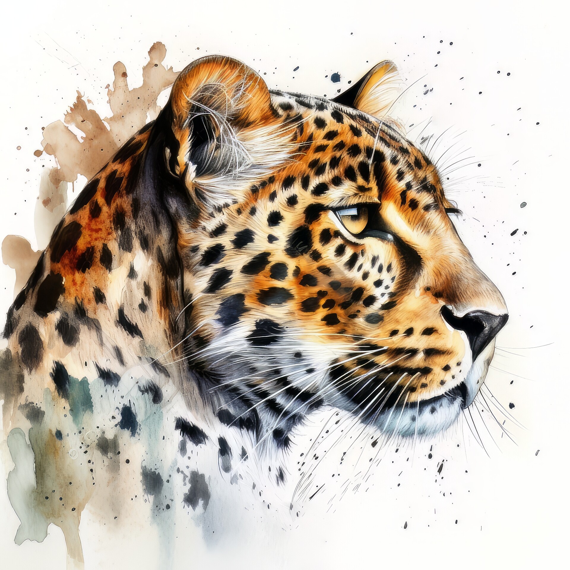 ArtStation - Leopard Animal Portrait Watercolor Painting
