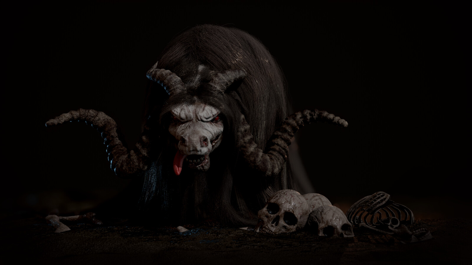 獓狠 AO YIN 
" Shan Hai Jing· Xi Ci San Jing” records: 
“It is a strange monster of ancient times. It was born in the netherworld and lived by eating living creatures. He likes to eat people the most, and is one of the ten vicious monsters of ancient times