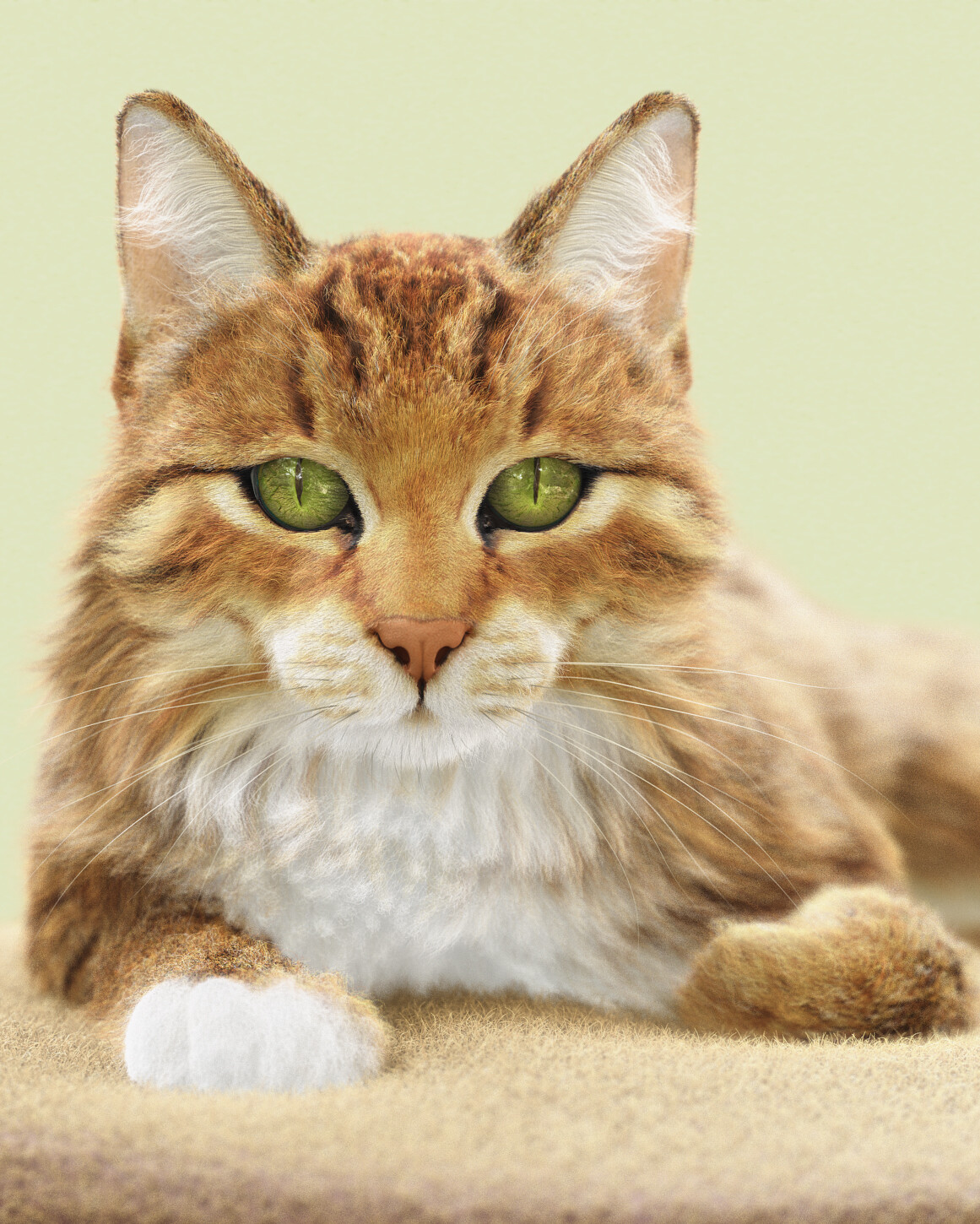 Long haired ginger cat - lying down