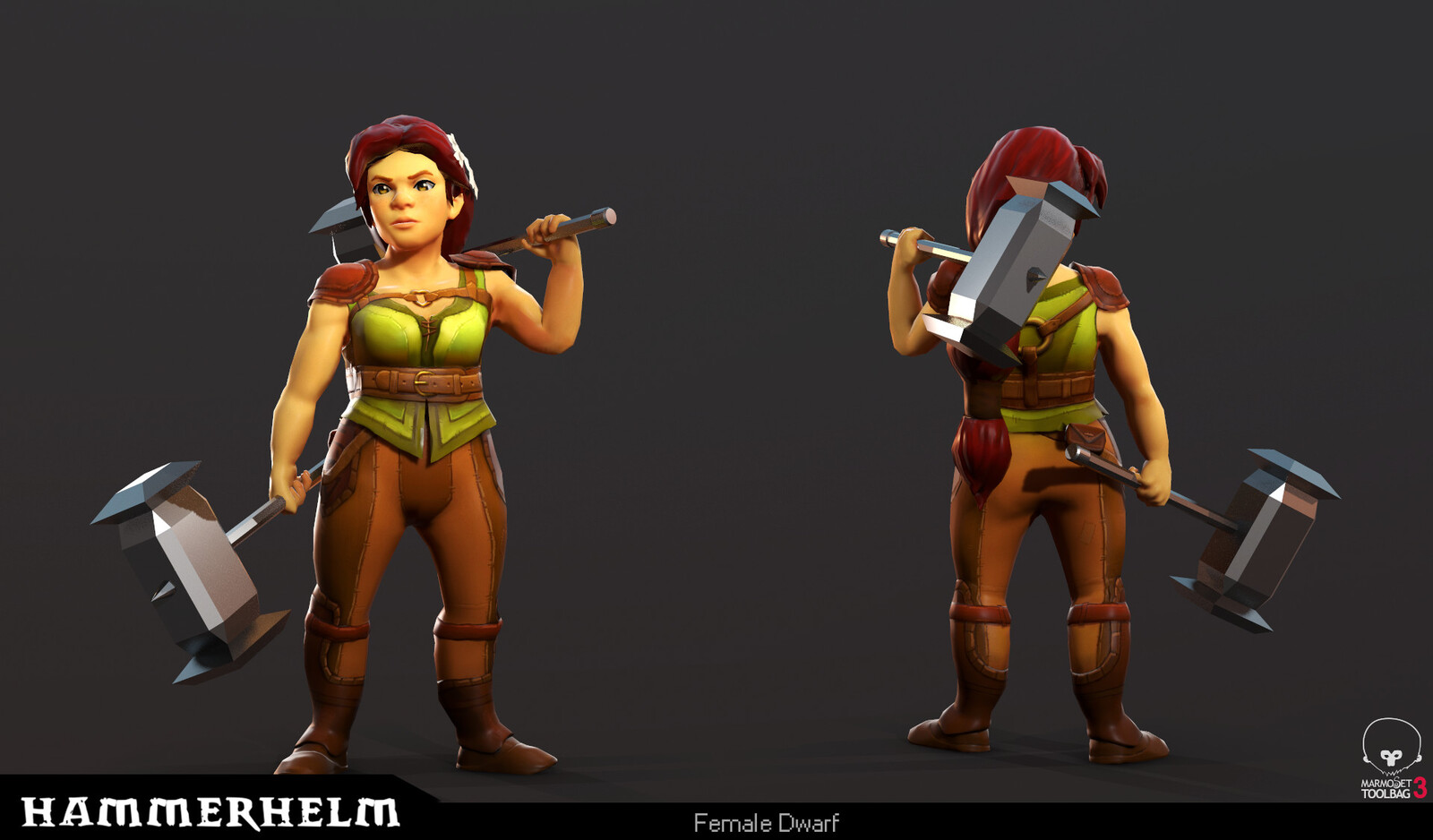 Front and back of Female Character