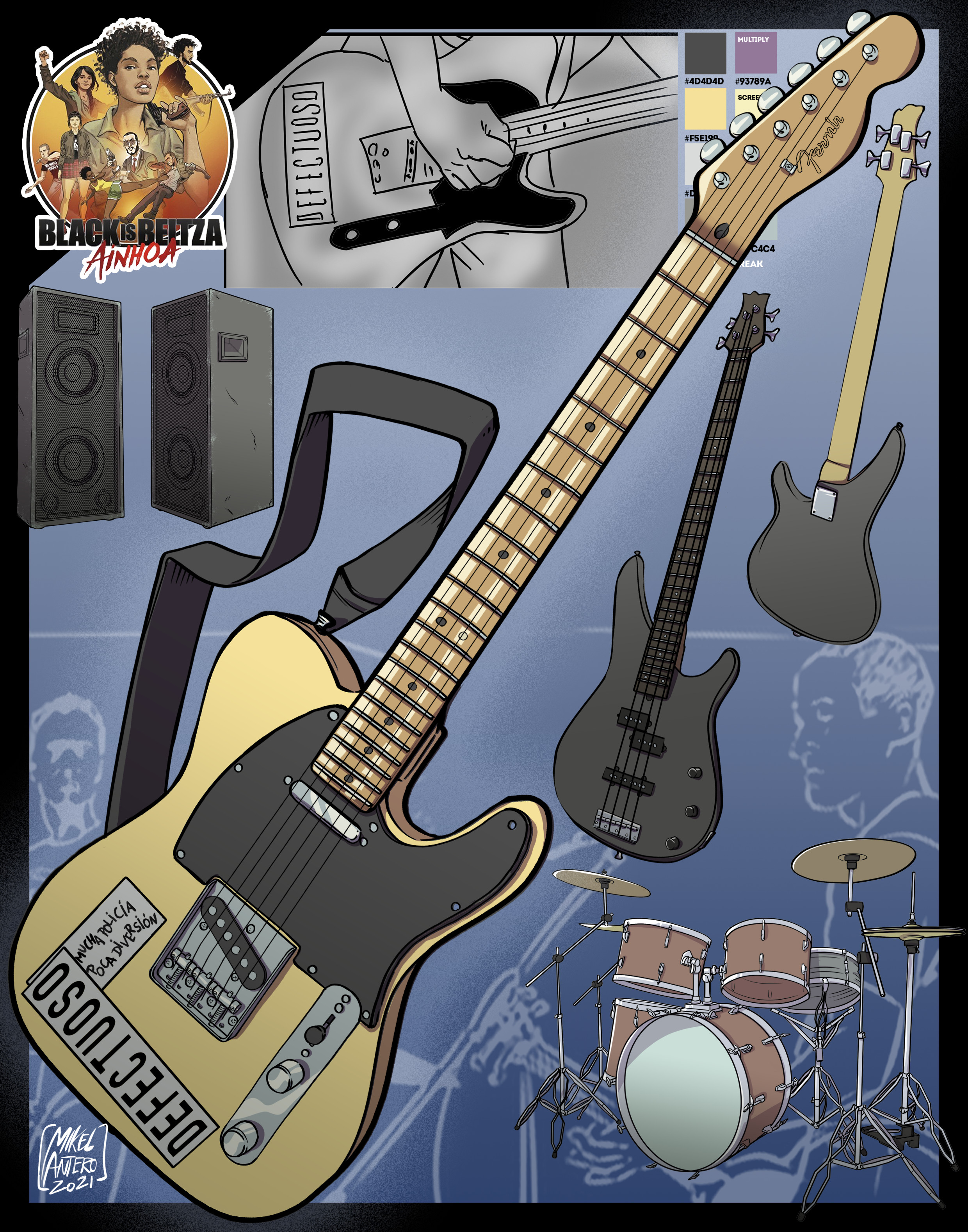Animated movie (Blacks is Beltza II:Ainhoa) KORTATU band prop set. 