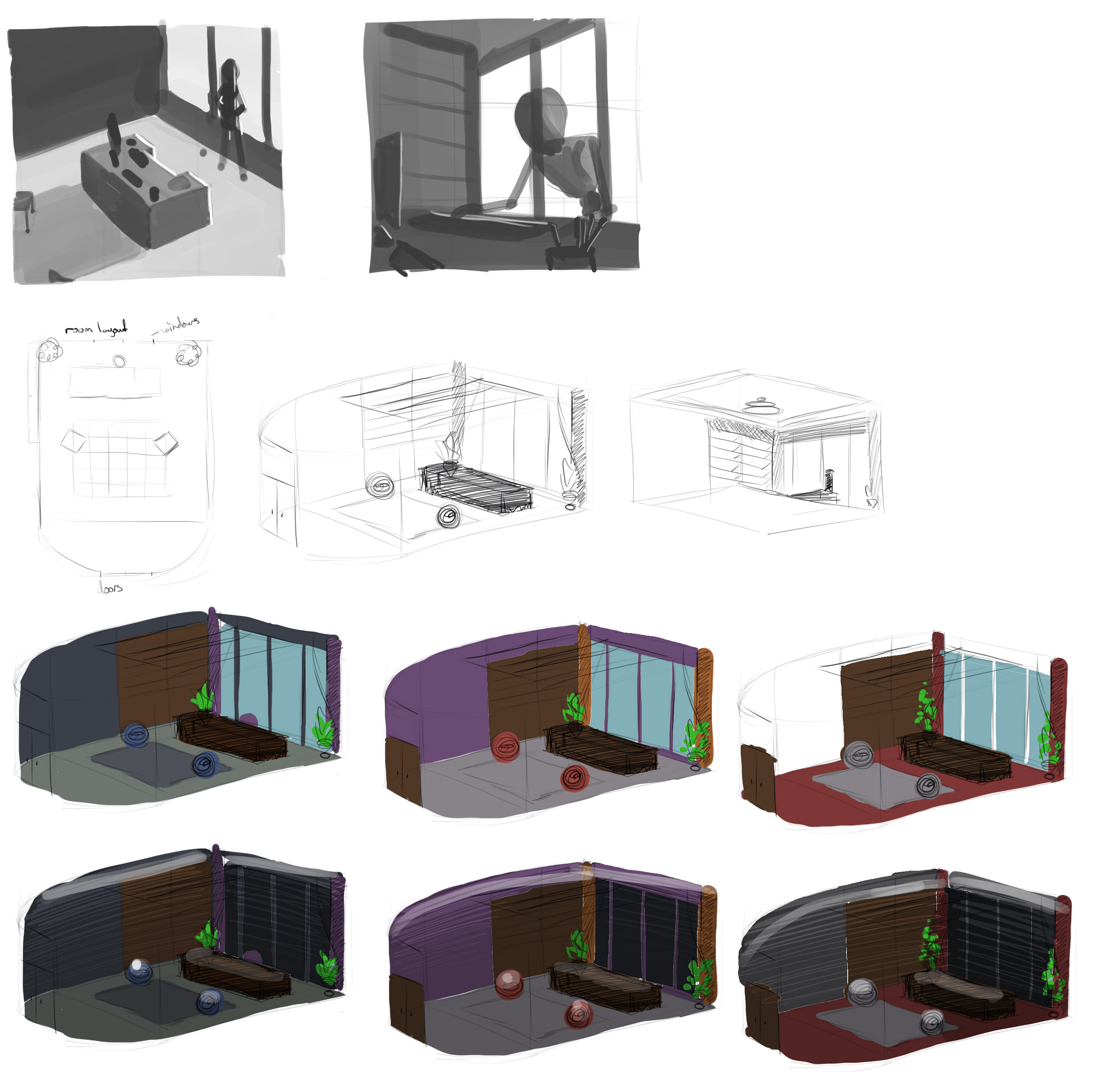 Figuring out what color and lighting combinations I wanted 