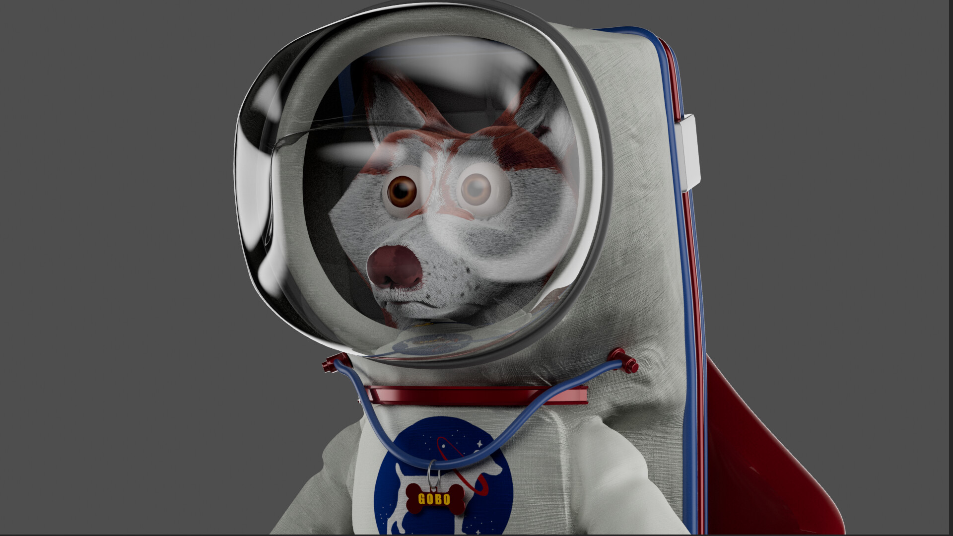 ArtStation - Astro GOBO. The Red Husky Astronaut, image size:1920x1080