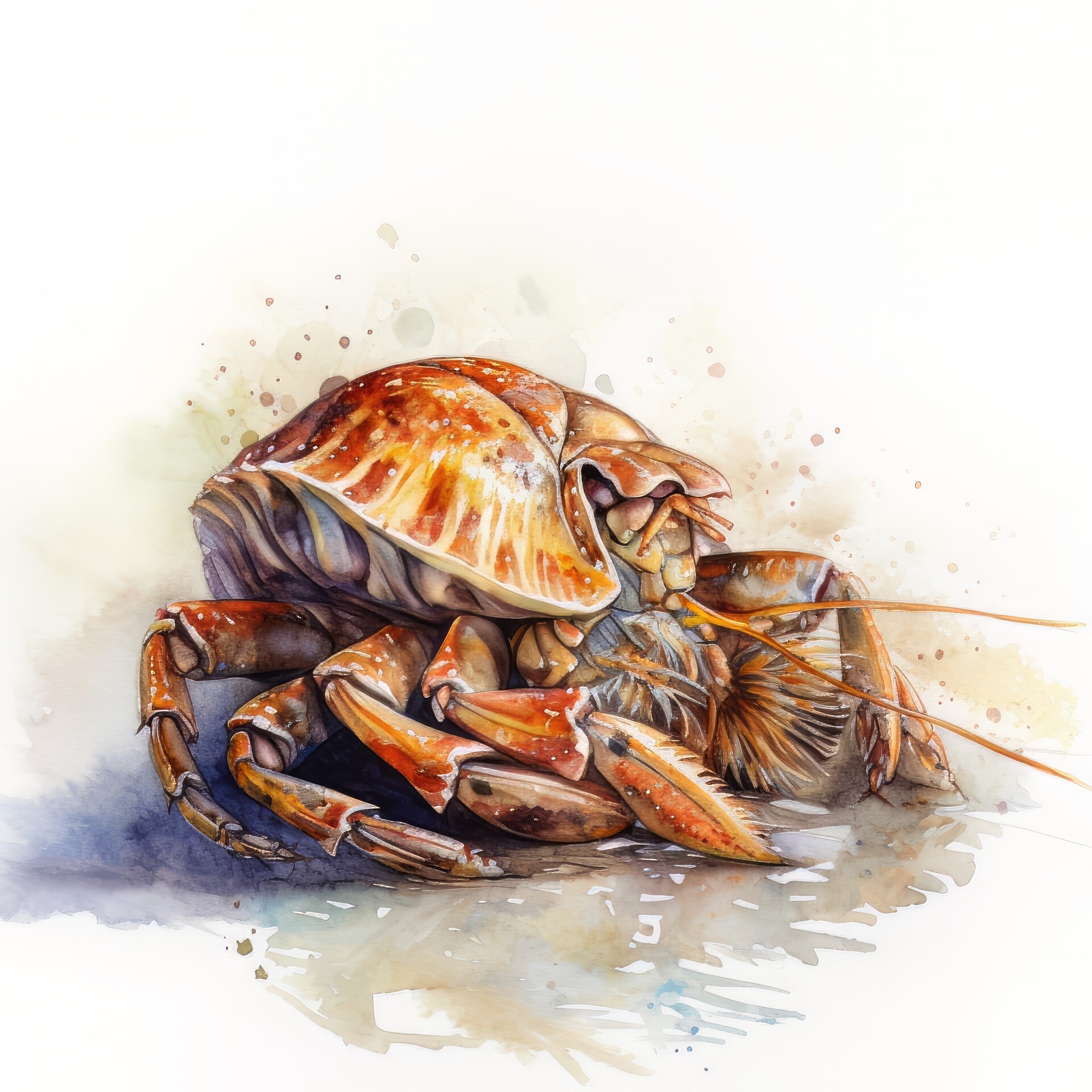 ArtStation - Hermit Crab Animal Portrait Watercolor Painting