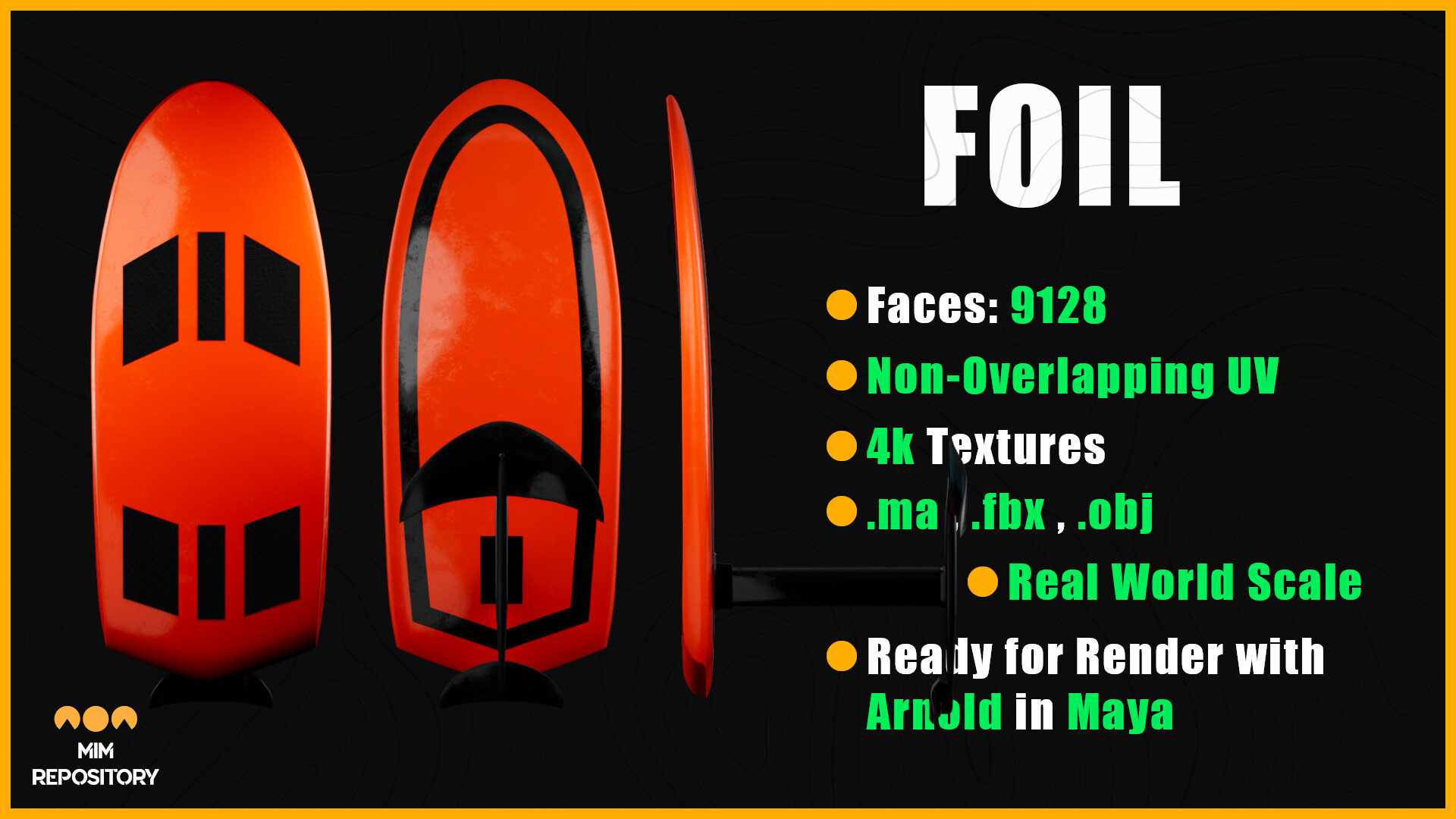 3D Assets Repository 10 Surfboard 3D Models Foil Surfboard