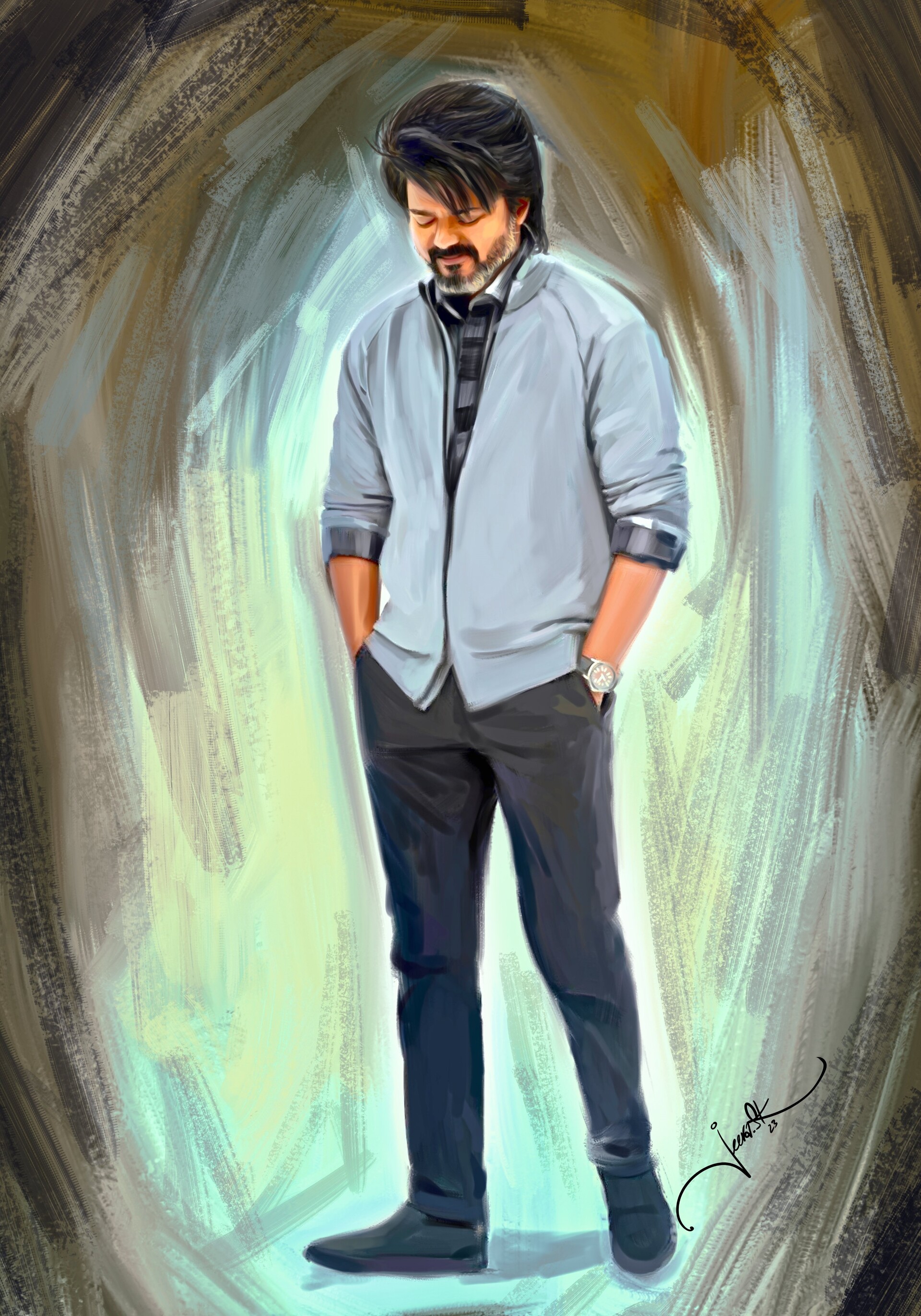 ArtStation LeoFilm Thalapathy Vijay Painting 2023 painting Leo artstation-leofilm-thalapathy-vijay-painting-2023-painting-leo