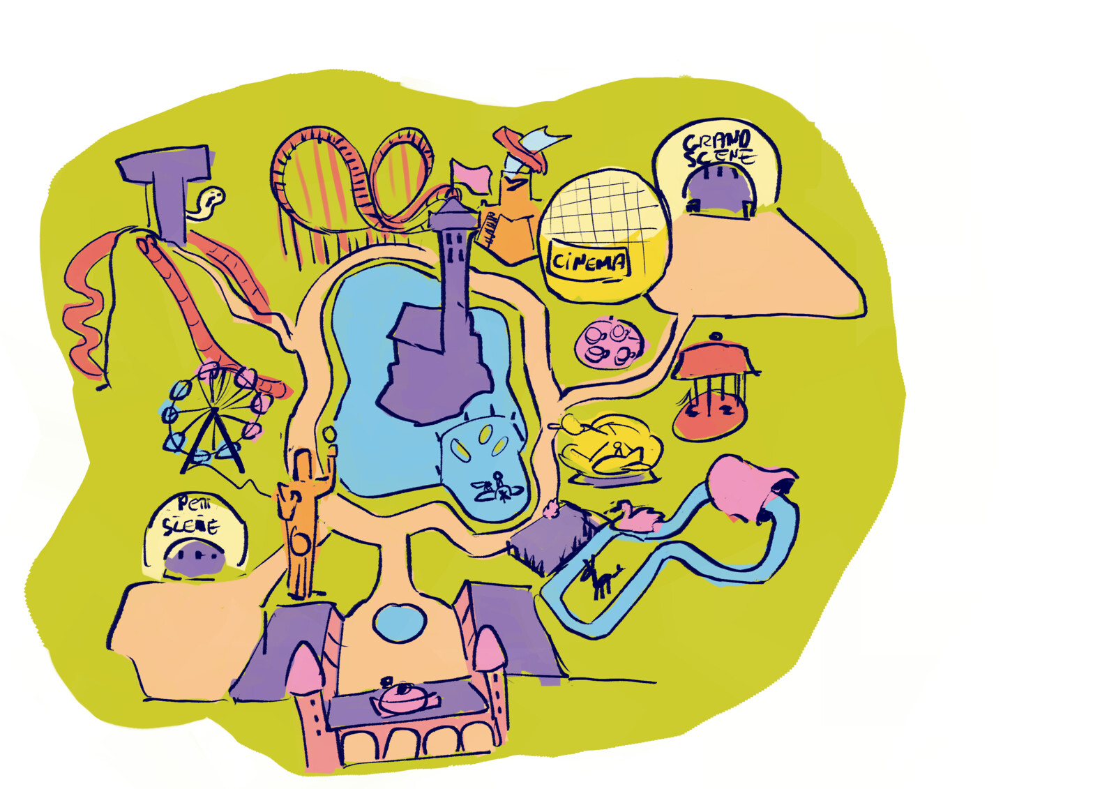 First concept of the Sanglinours park 