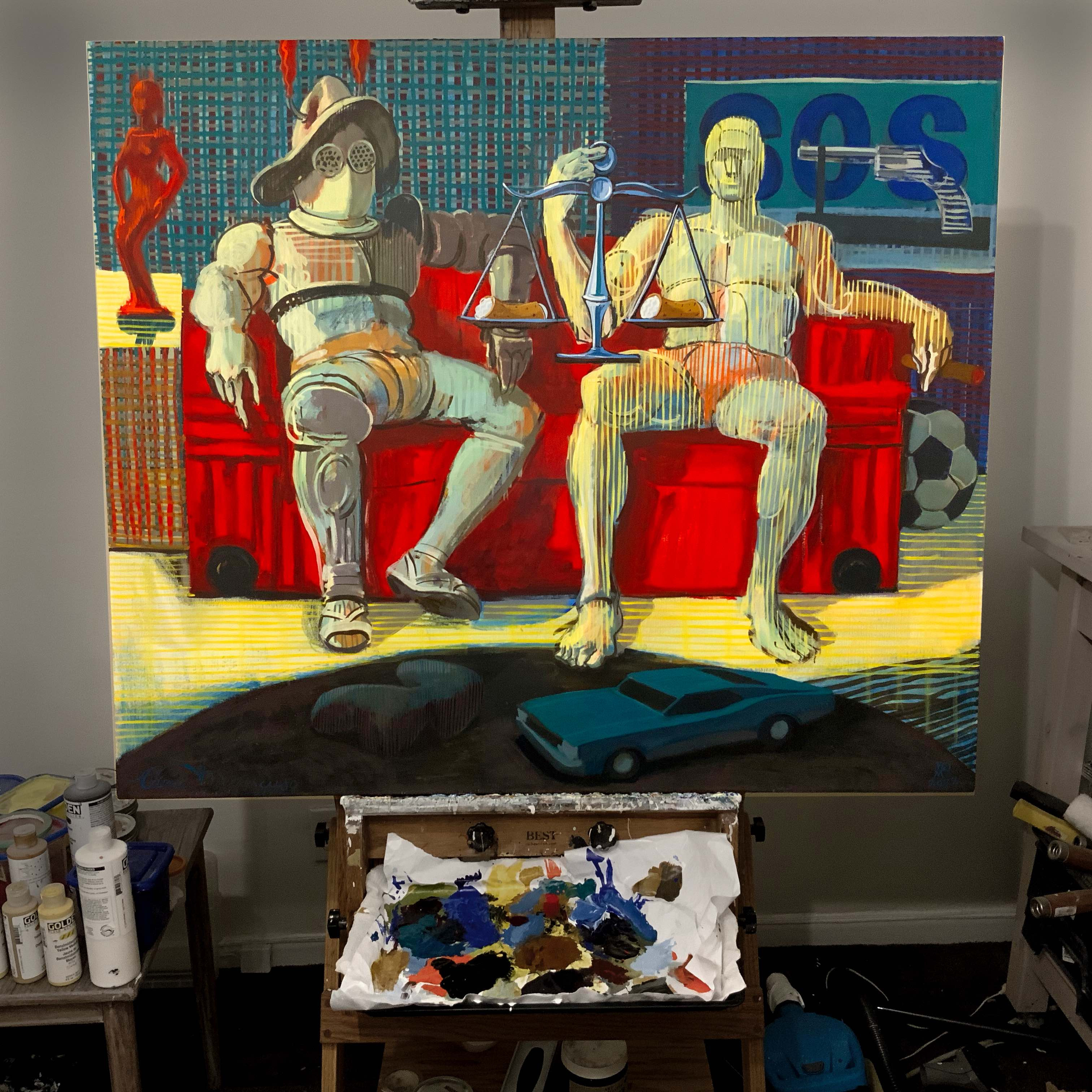 LET THEM EAT CANNOLI, 34X40  inches, acrylic on canvas, 2022.